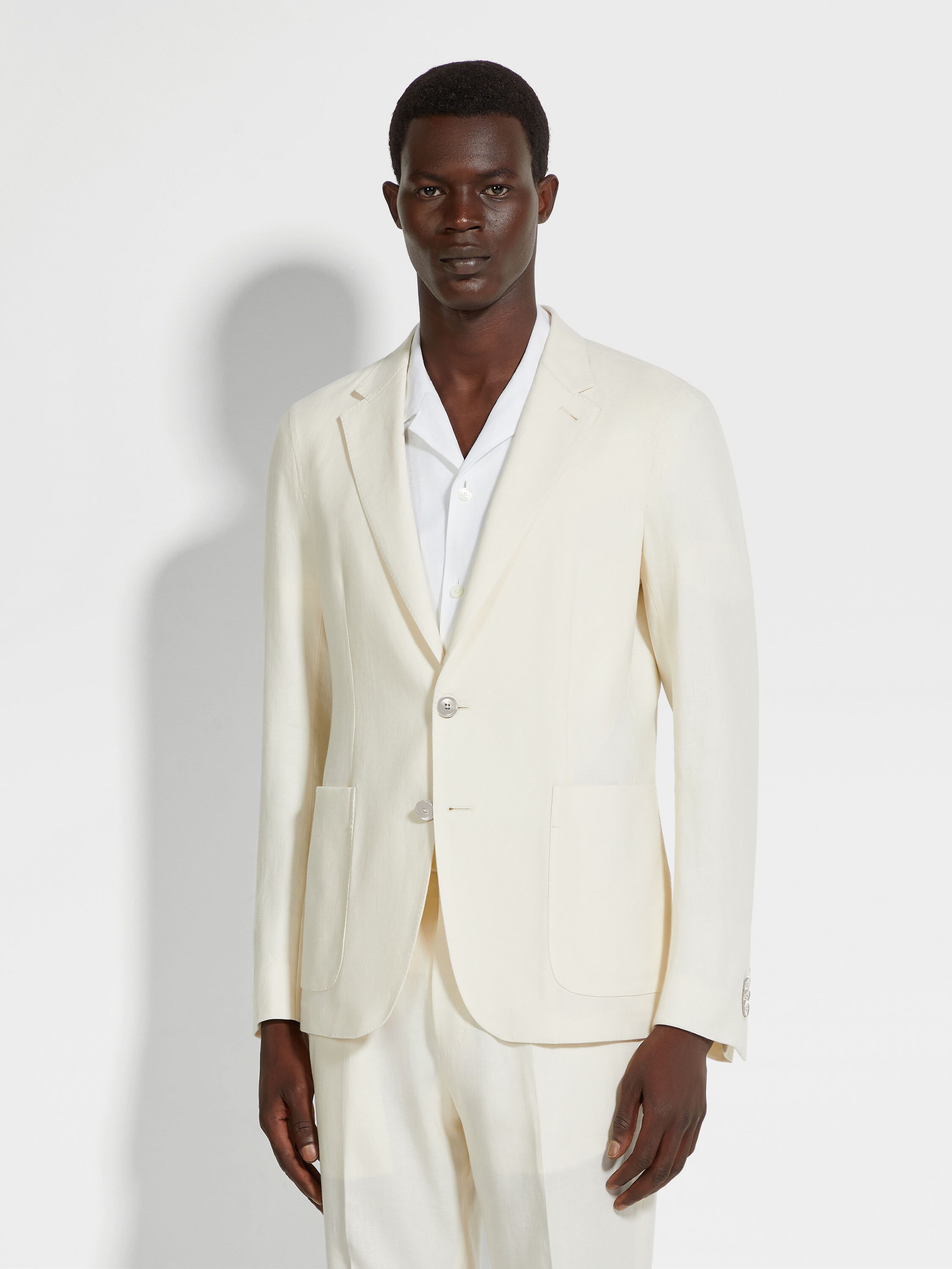 White Oasi Lino Jacket Product detail photo #3