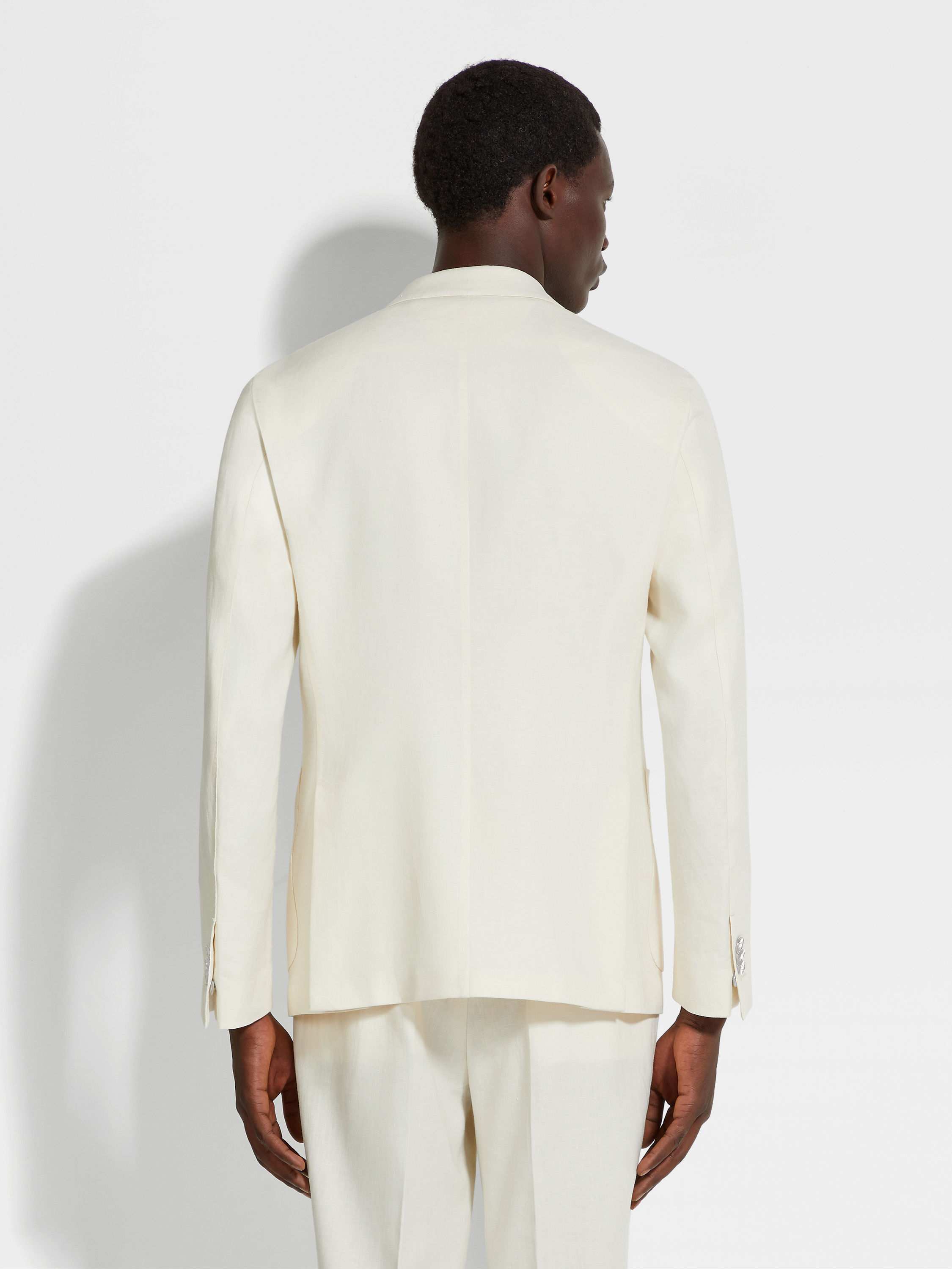 White Oasi Lino Jacket Product detail photo #4