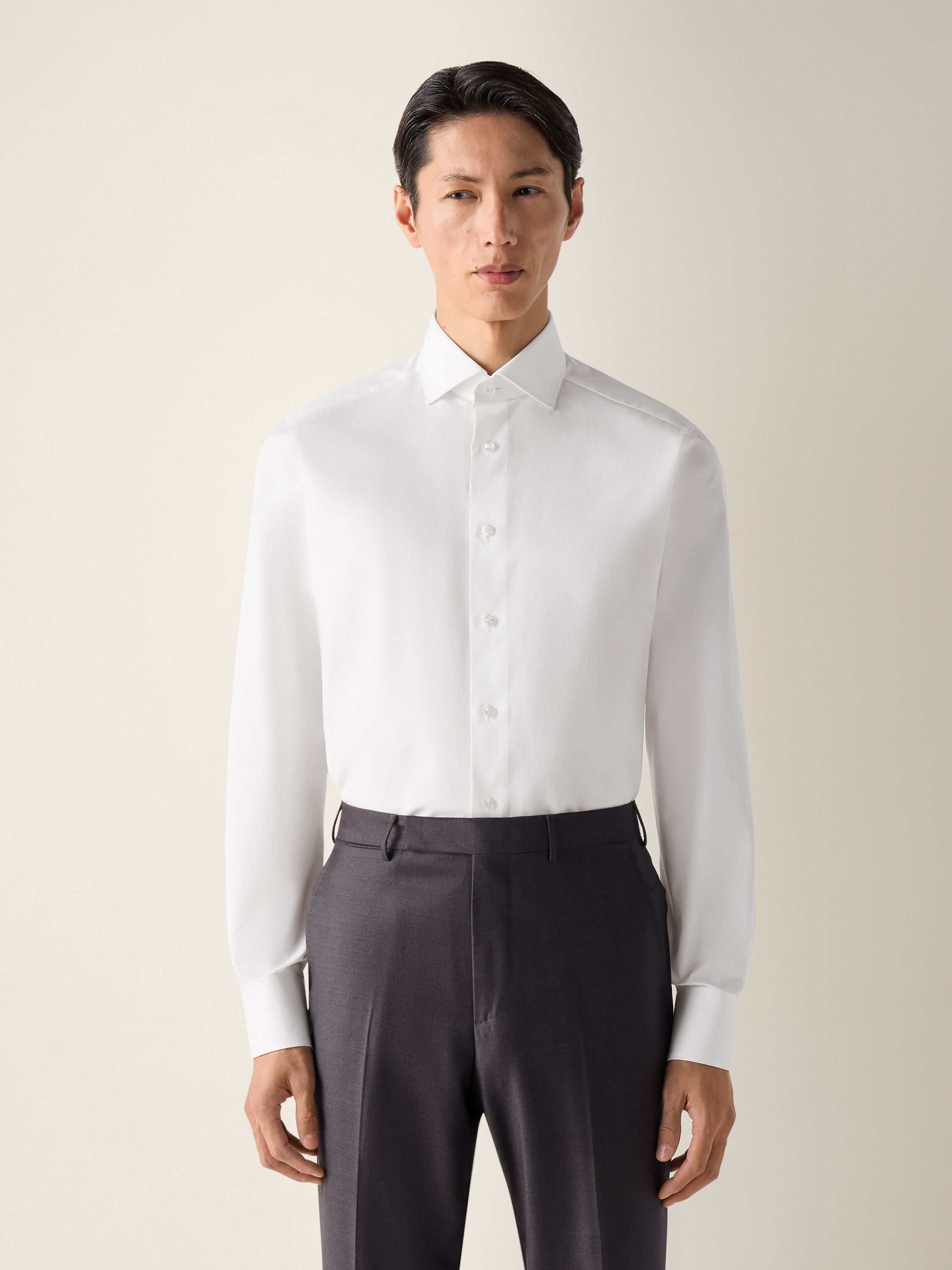 White Micro-striped Centoventimila Cotton Shirt Product detail photo #2