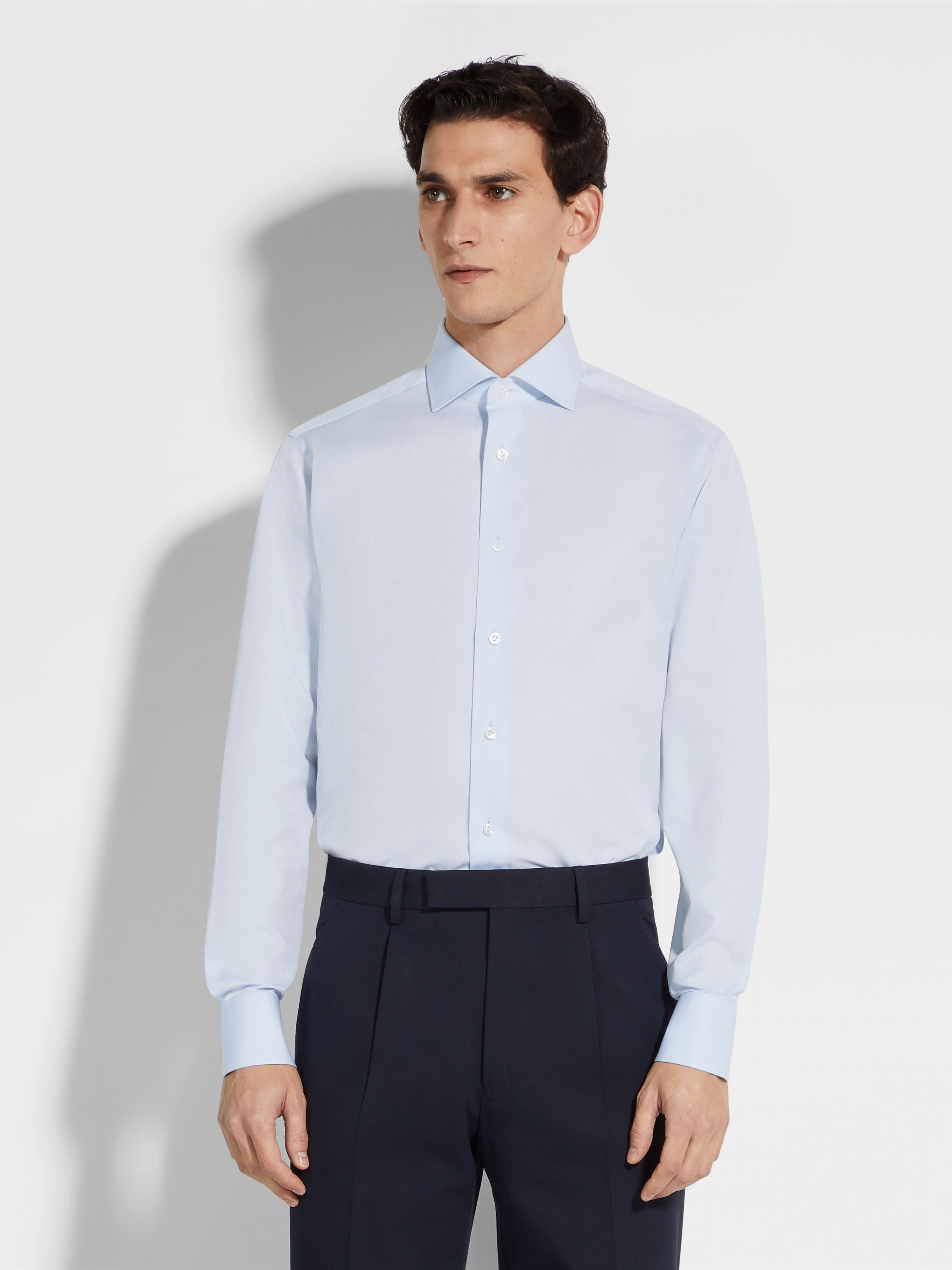 浅蓝色细条纹 Centoventimila 棉质衬衫 产品细节图 #2