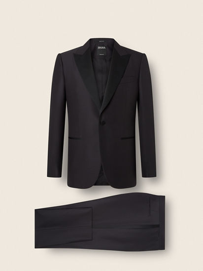 C06143 新品 THE SUIT COMPANY：160cm-8drop Black Trofeo 600 Wool and Silk Tuxedo SS26 22792808 | Zegna MO