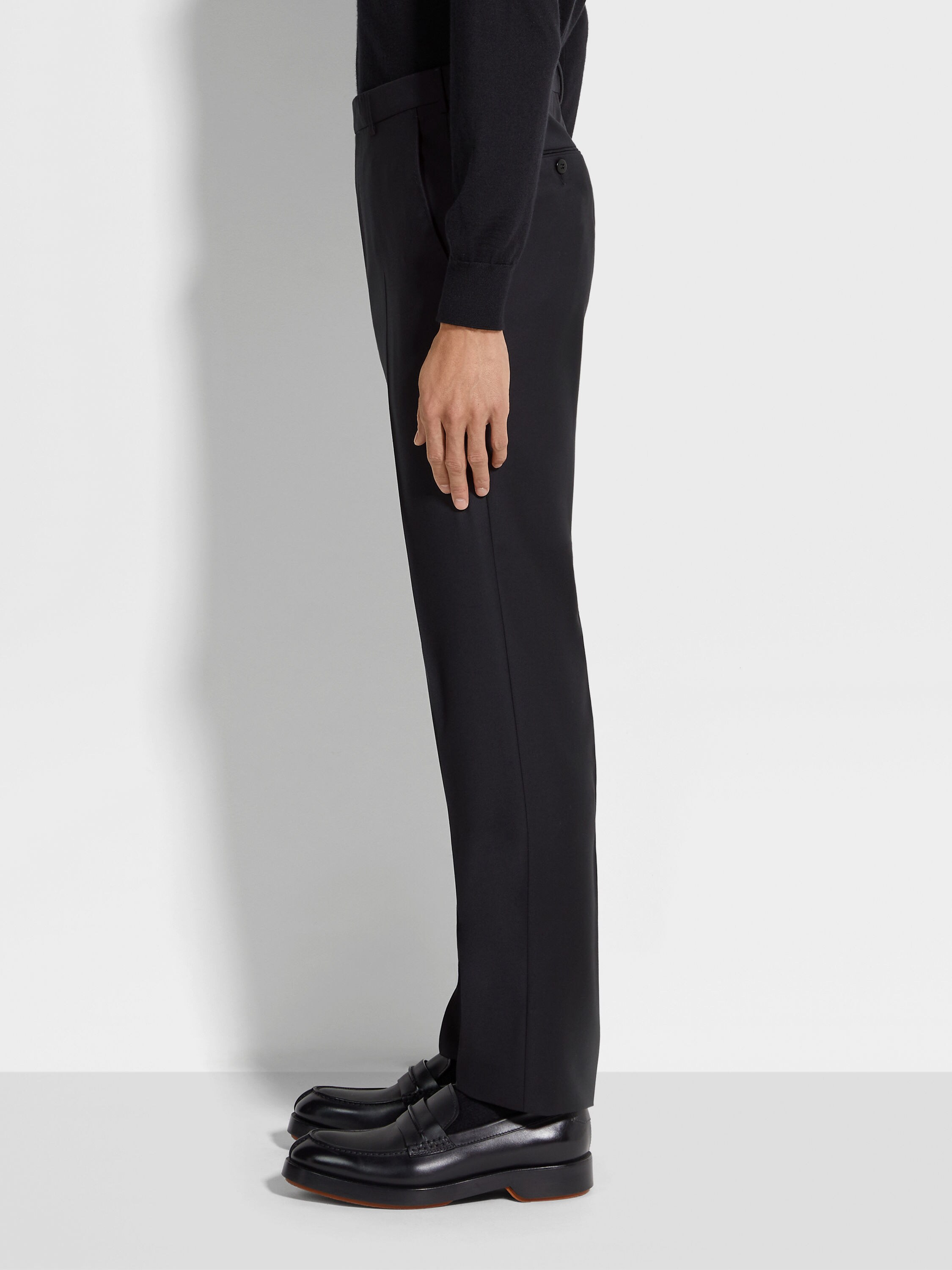 黑色 Trofeo 羊毛长裤 产品细节图 #2