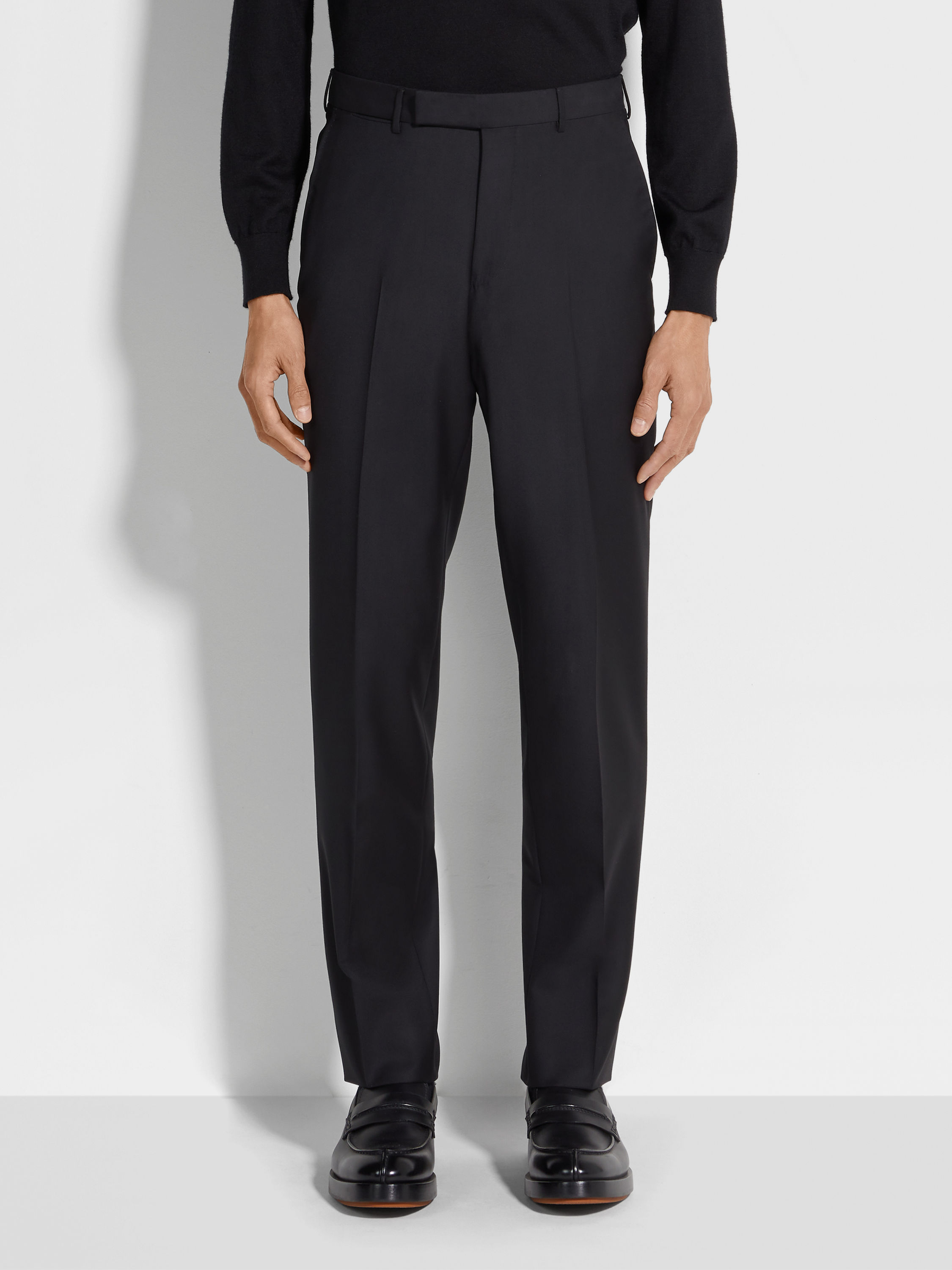 黑色 Trofeo 羊毛长裤 产品细节图 #3