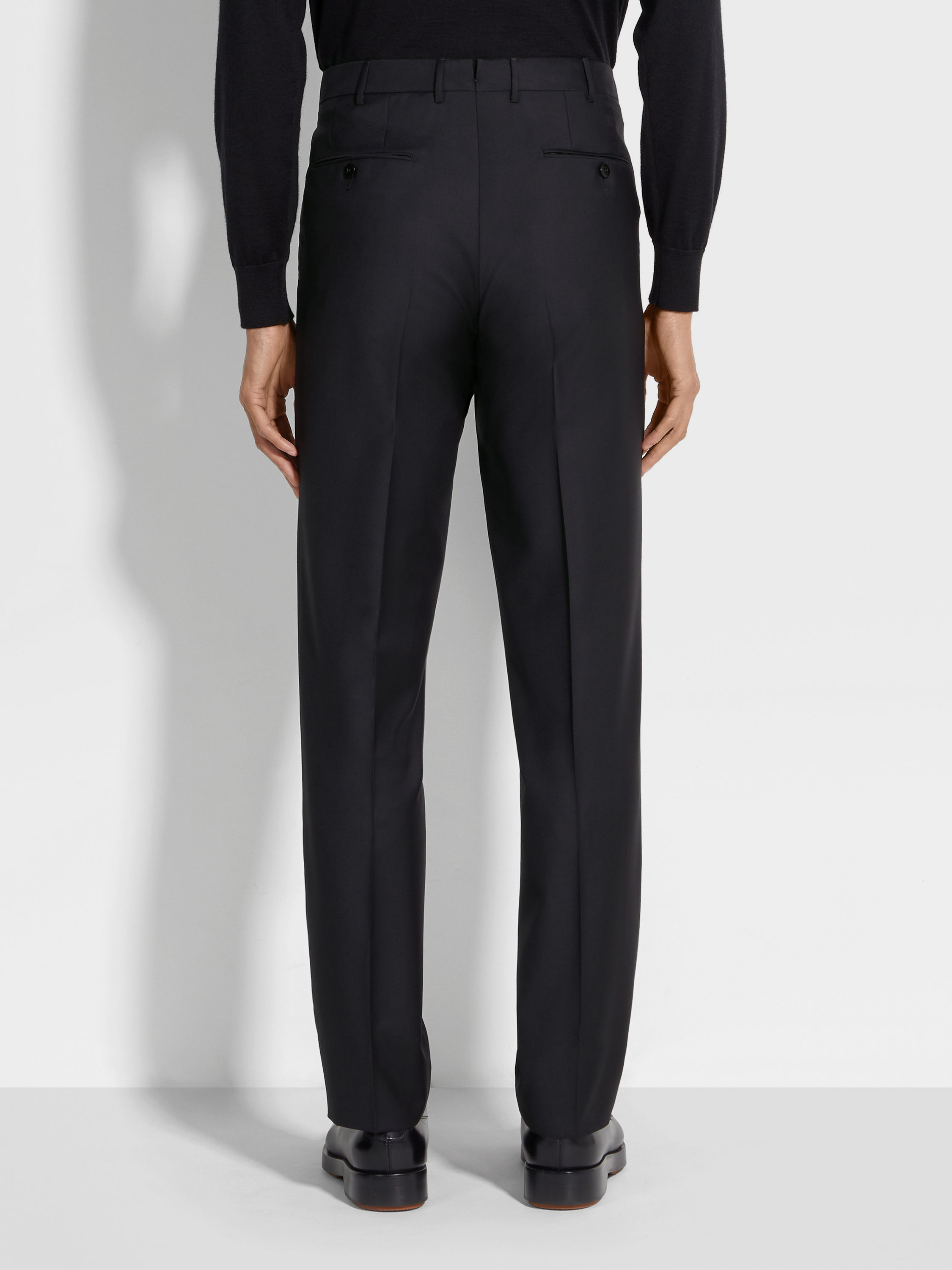 黑色 Trofeo 羊毛长裤 产品细节图 #4