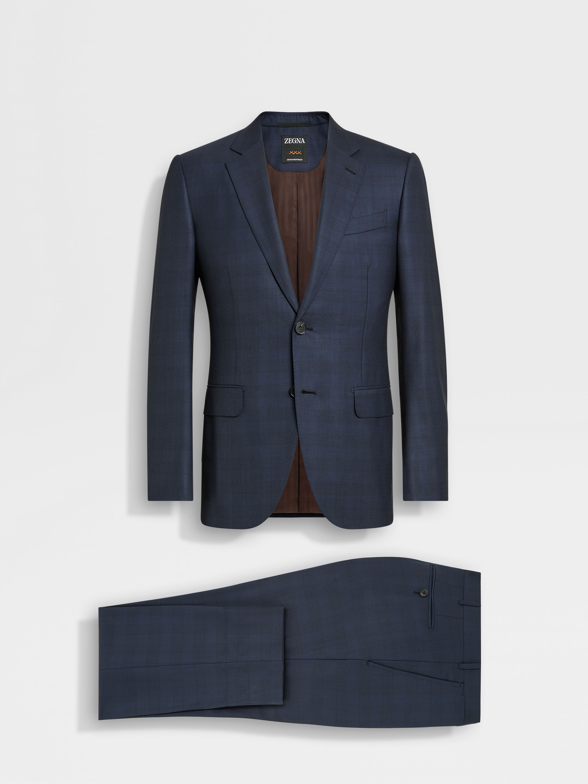 海军蓝 Centoventimila 羊毛西装 产品细节图 #1