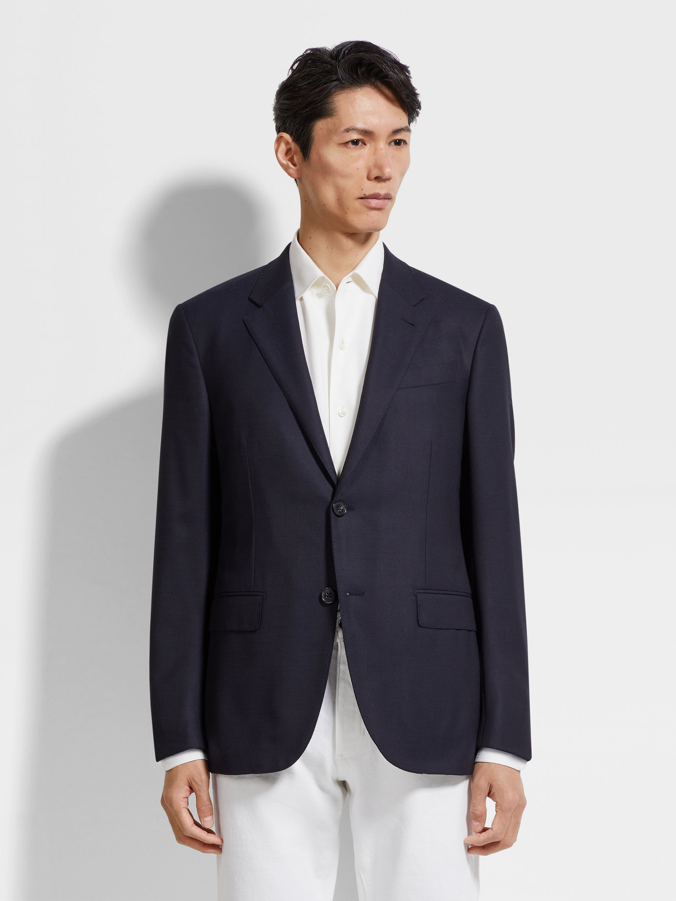 海军蓝 Trofeo Comfort 羊毛及桑蚕丝夹克 产品细节图 #3