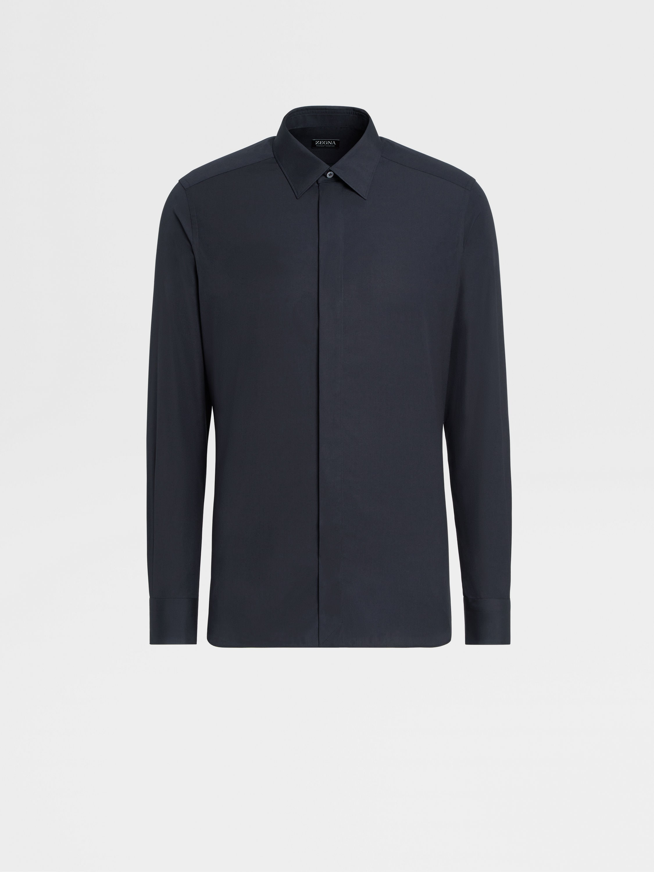 Navy Blue Trofeo™ Comfort Cotton Long-sleeve Tailoring Shirt