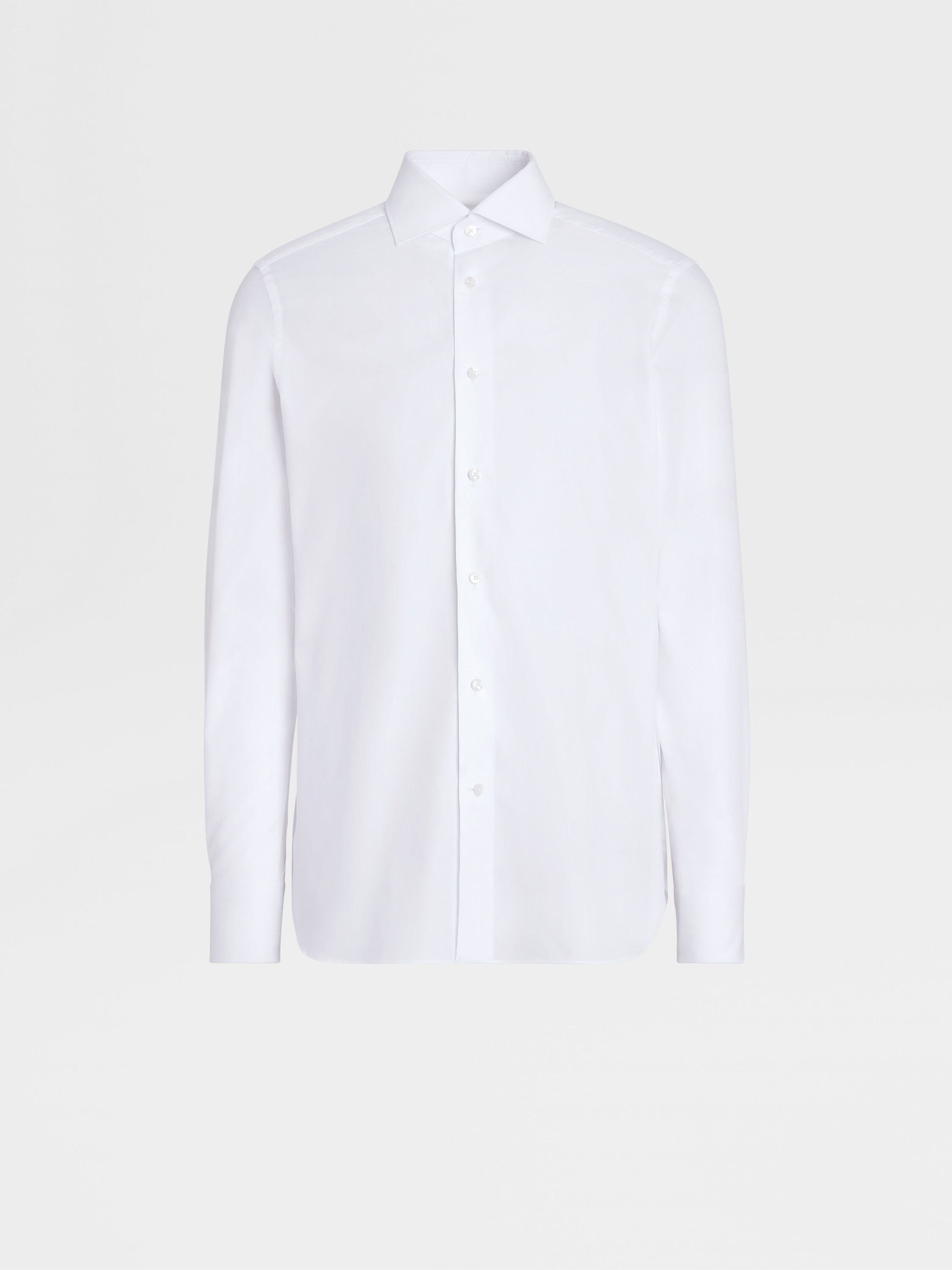 白色 Trofeo™ 600 棉及桑蚕丝混纺长袖精裁衬衫