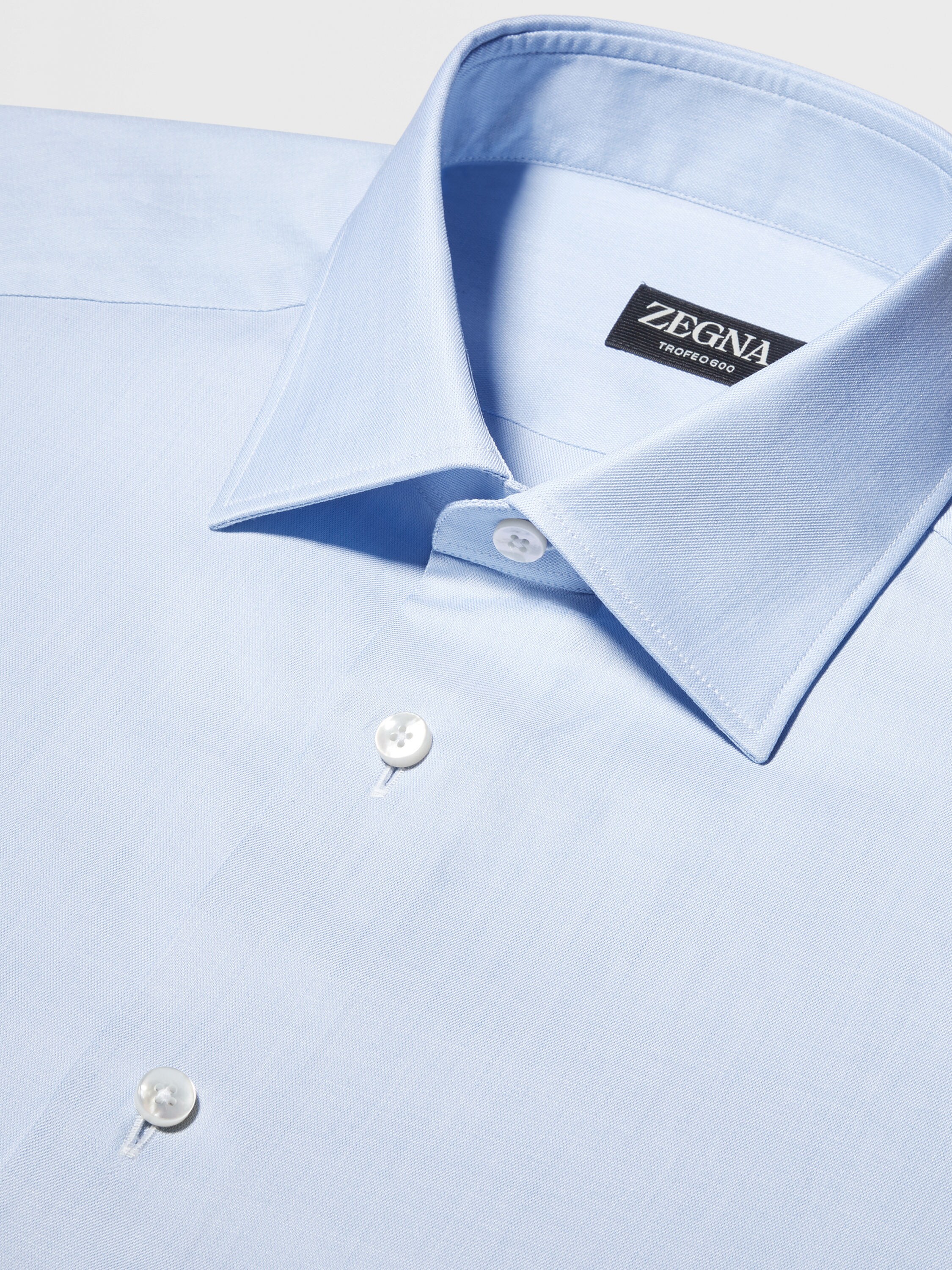 Light Blue Trofeo™ 600 Cotton and Silk Shirt Product detail photo #2
