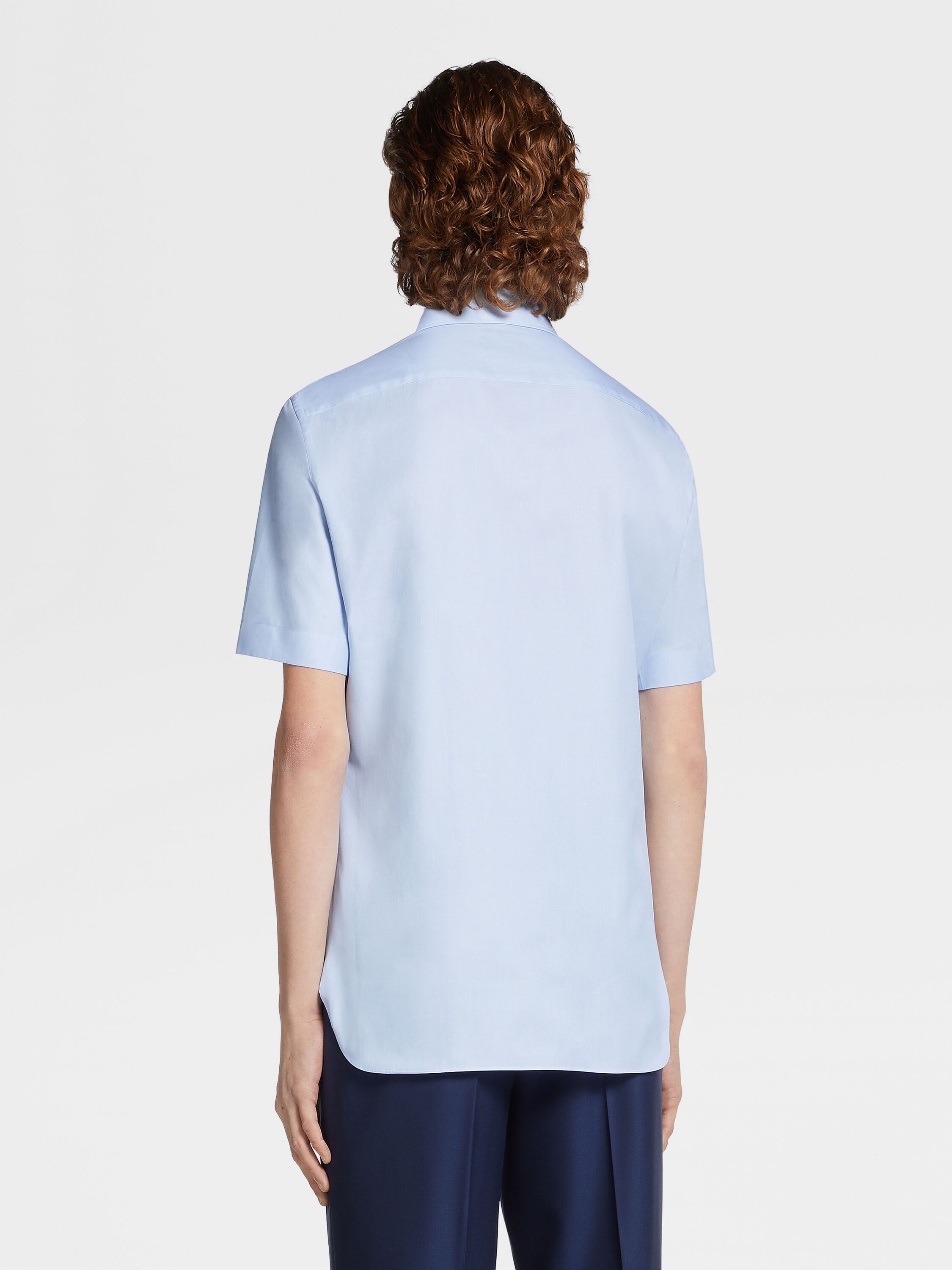 Light Blue Trofeo™ 600 Cotton and Silk Shirt Product detail photo #3