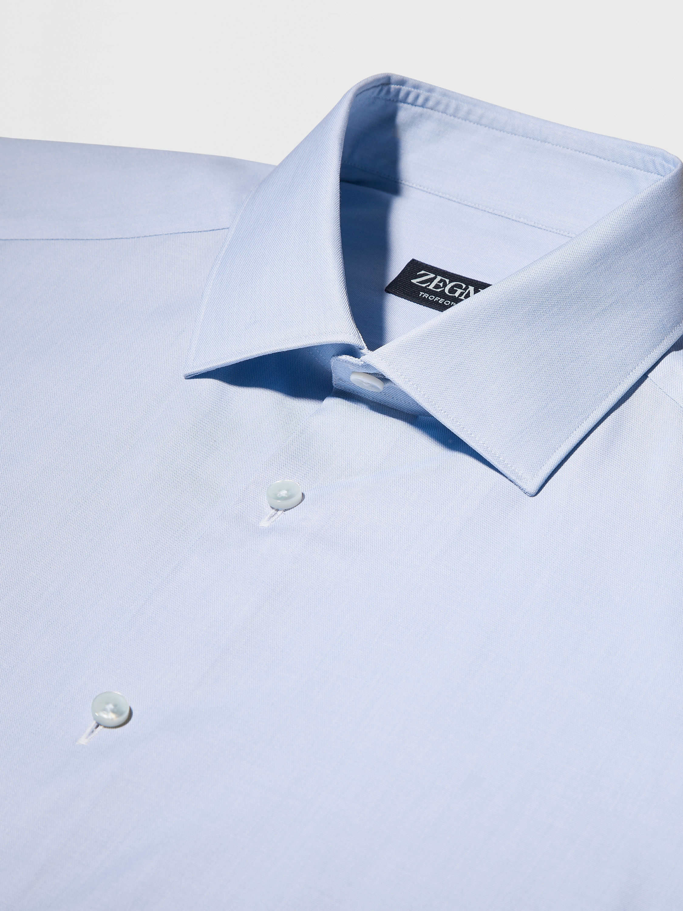 Light Blue Trofeo™ 600 Cotton and Silk Long-sleeve Tailoring Shirt Product detail photo #2