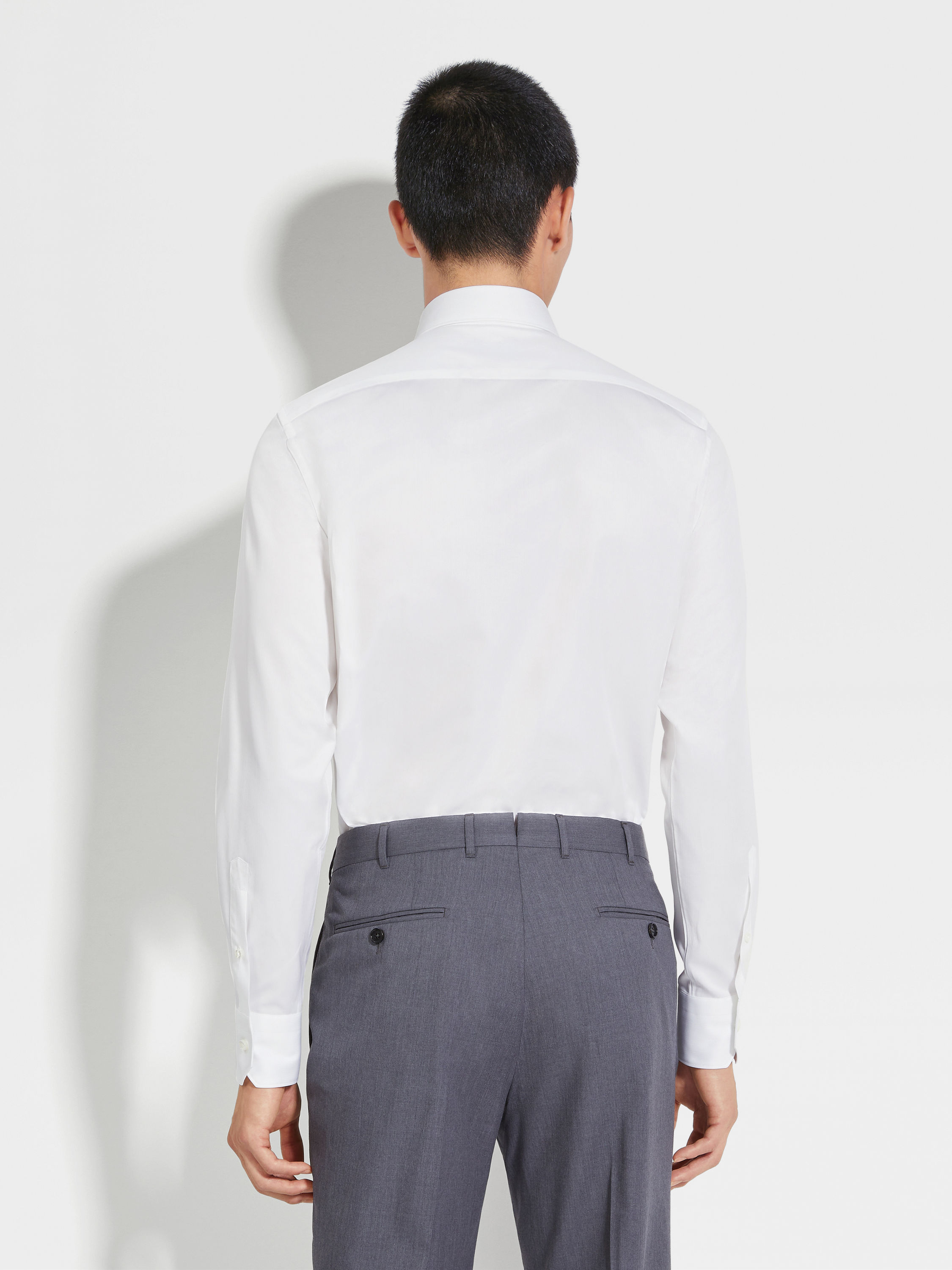 白色结构感细条纹 Trecapi 棉质衬衫 产品细节图 #3