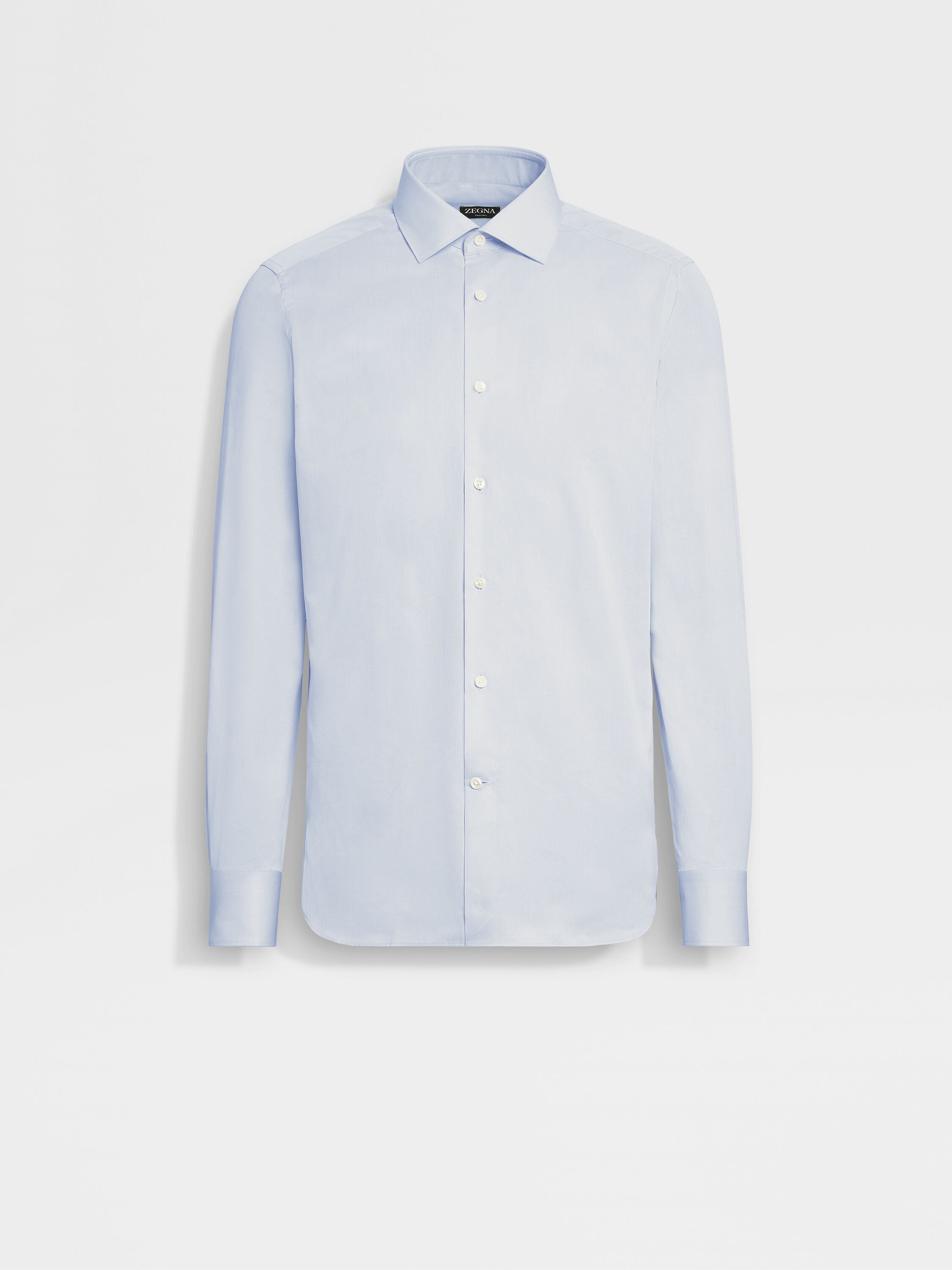 Light Blue Structured Micro-striped Trecapi Cotton Shirt Main product photo