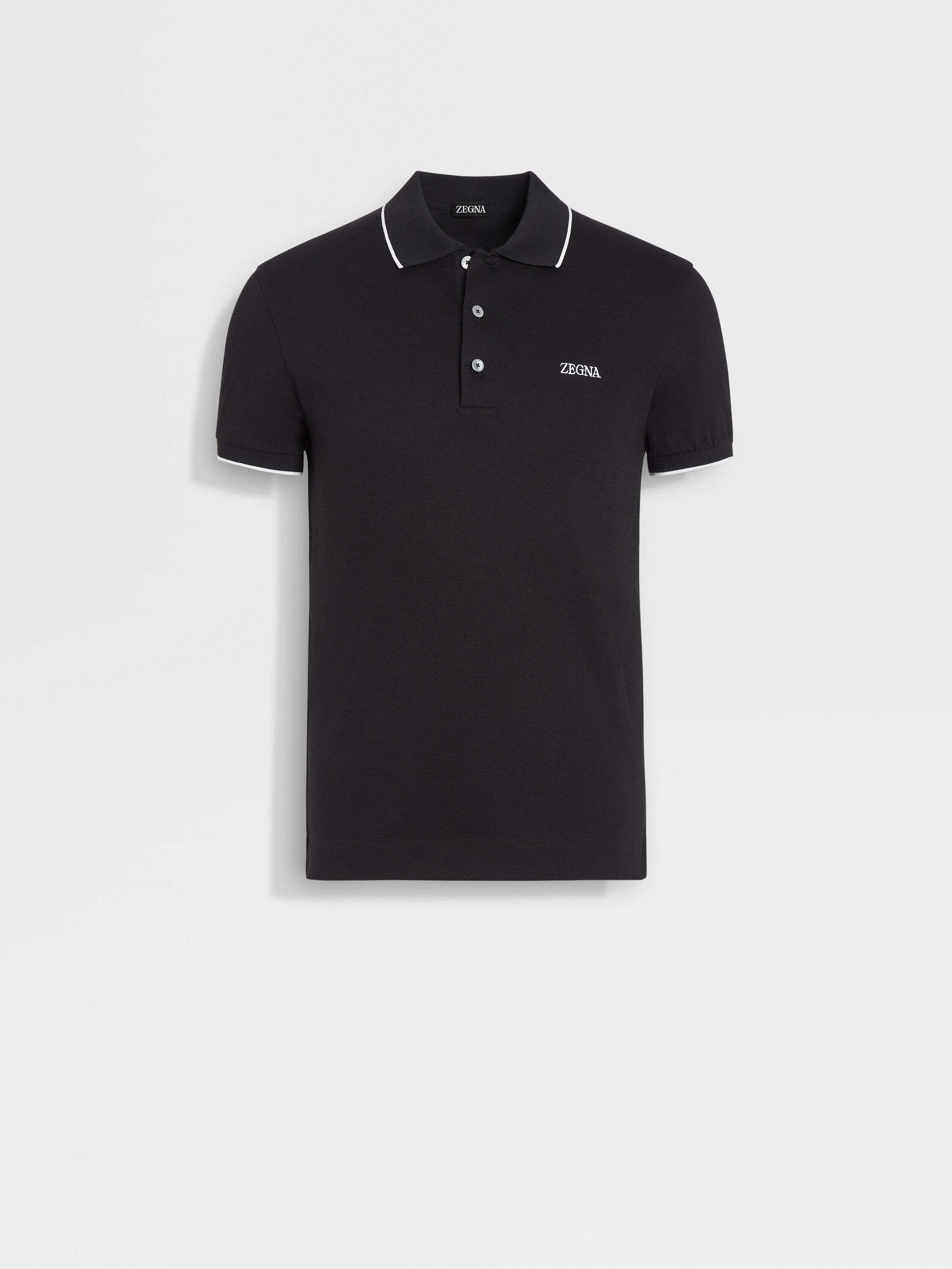 Black Stretch Cotton Polo Shirt