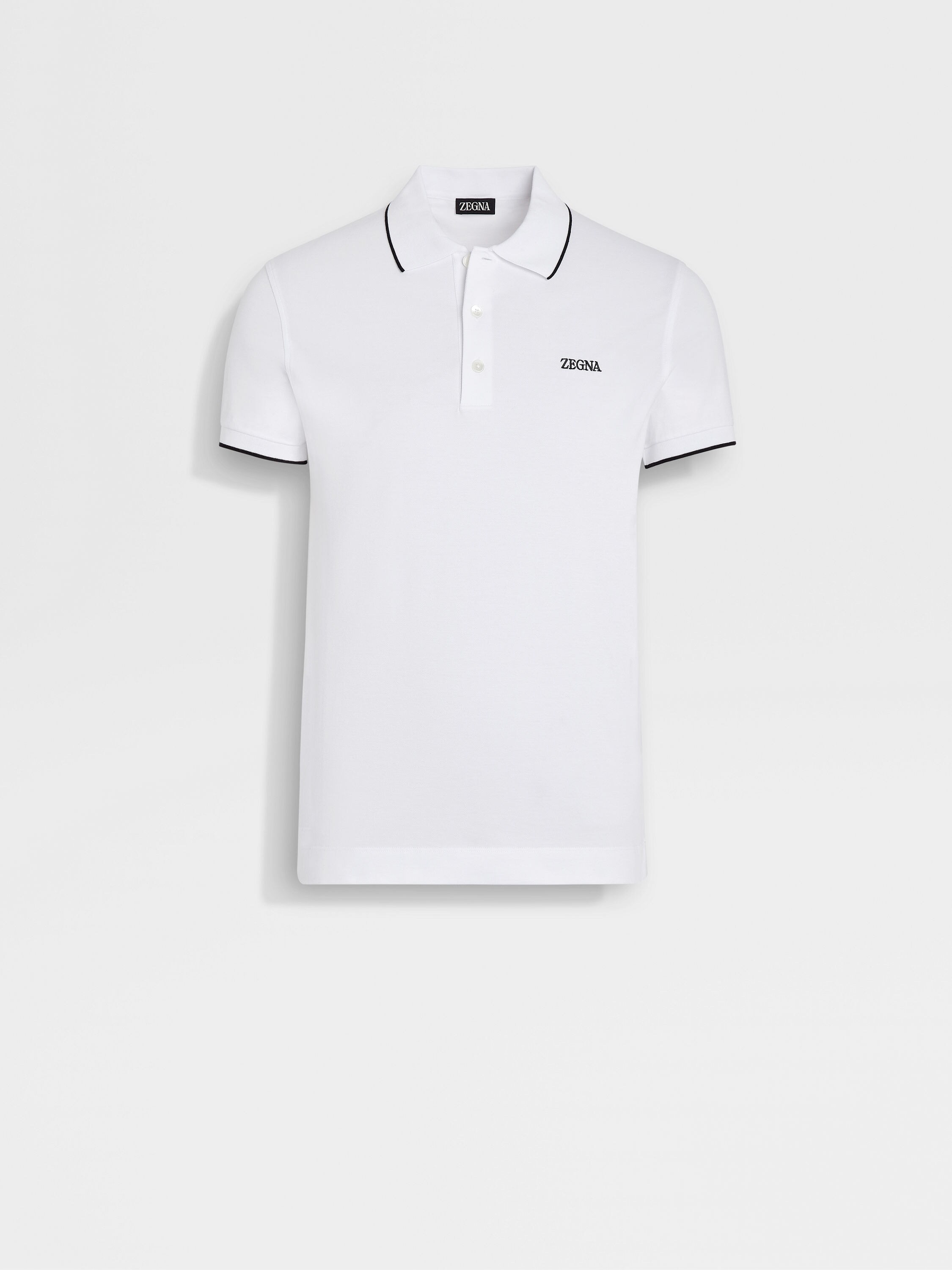 Optical White Stretch Cotton Polo Shirt