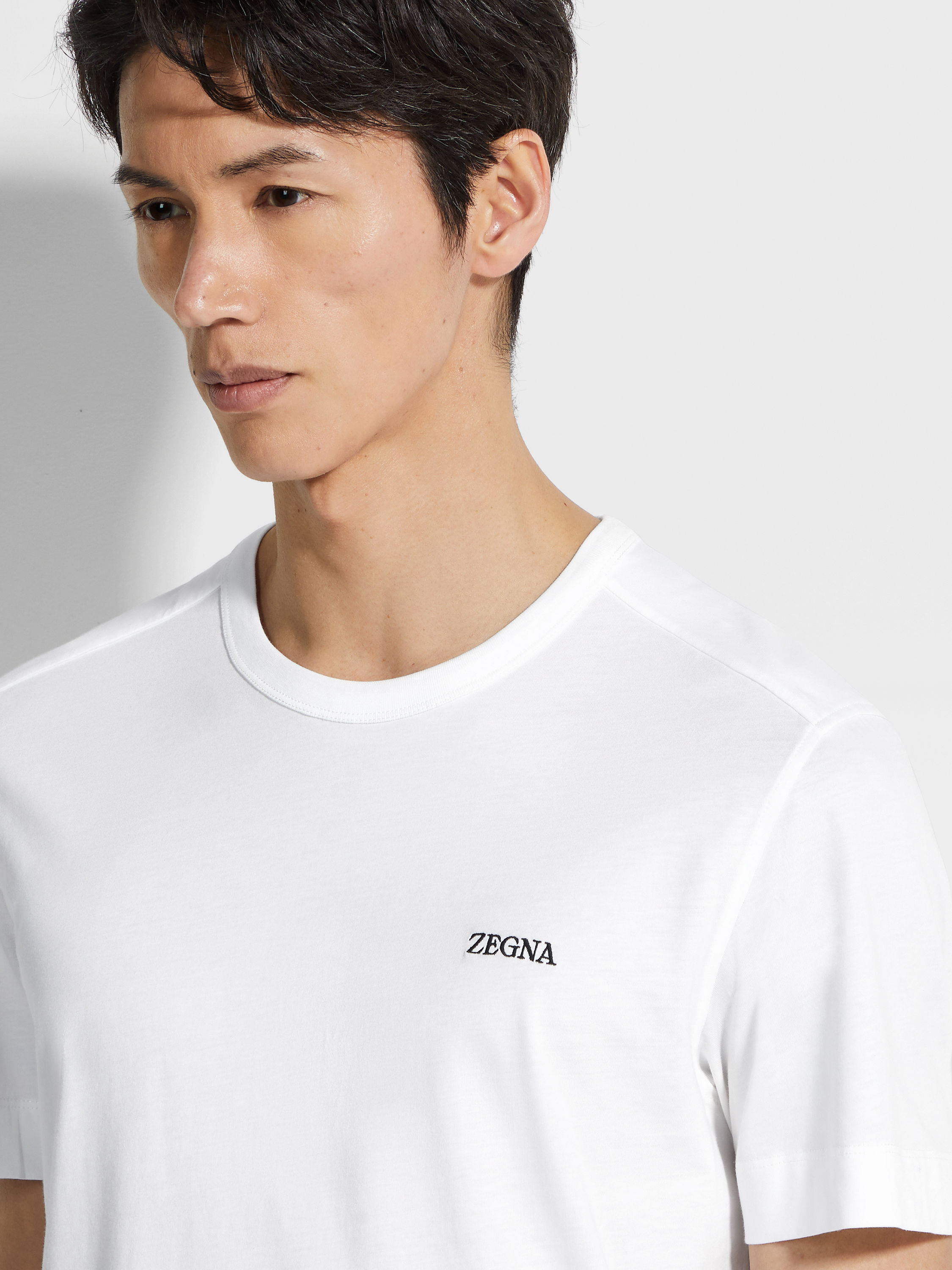 Optical White Cotton T-shirt Product detail photo #1