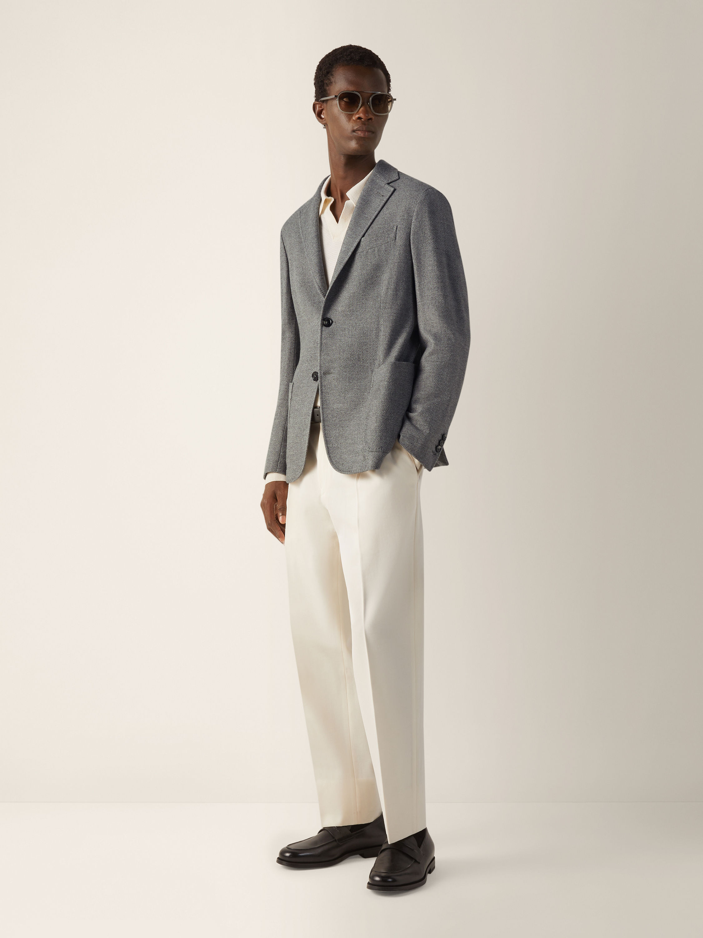 Grey Mélange Trofeo Cashmere Shirt Jacket Product detail photo #1