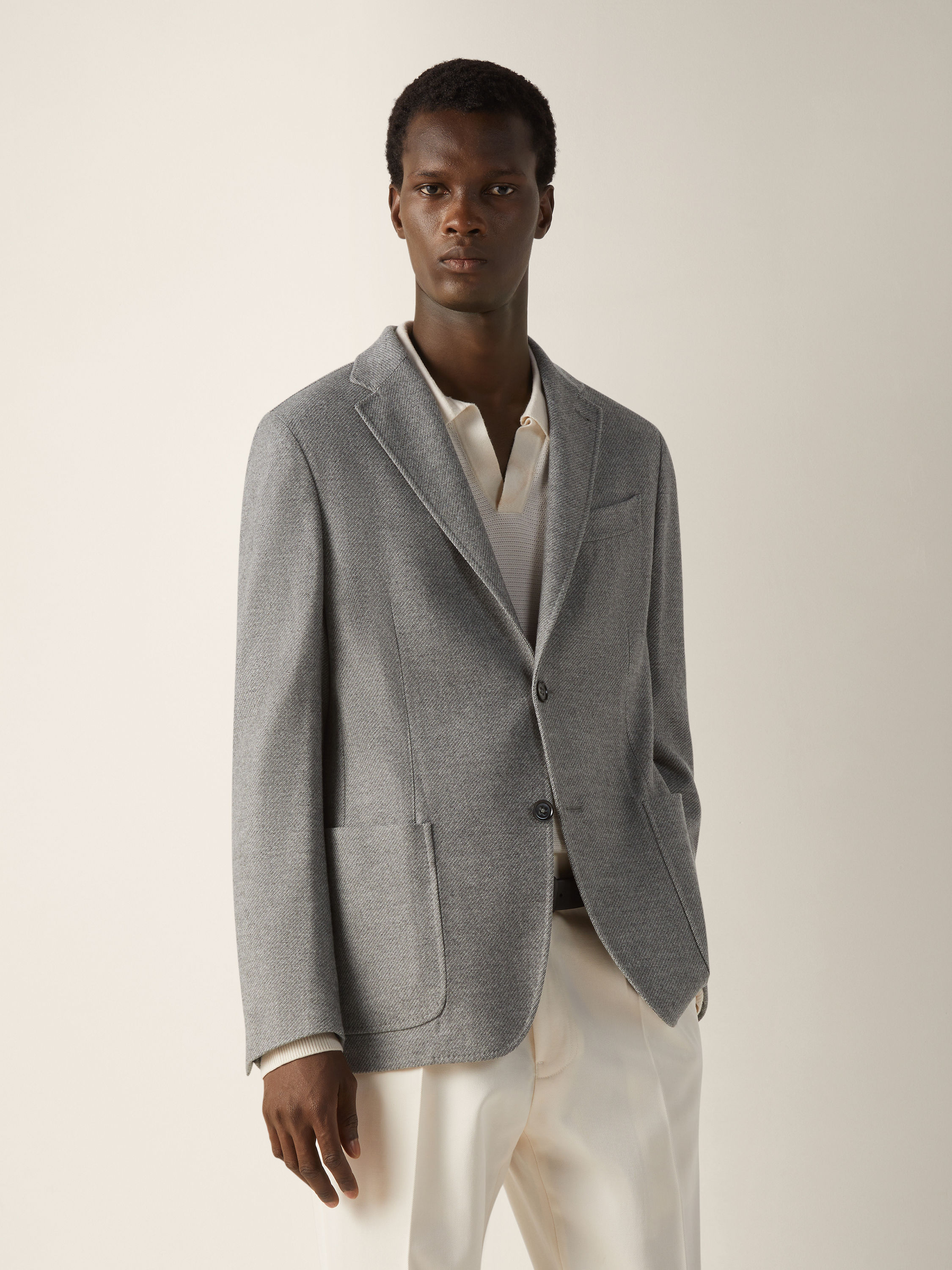 Grey Mélange Trofeo Cashmere Shirt Jacket Product detail photo #3