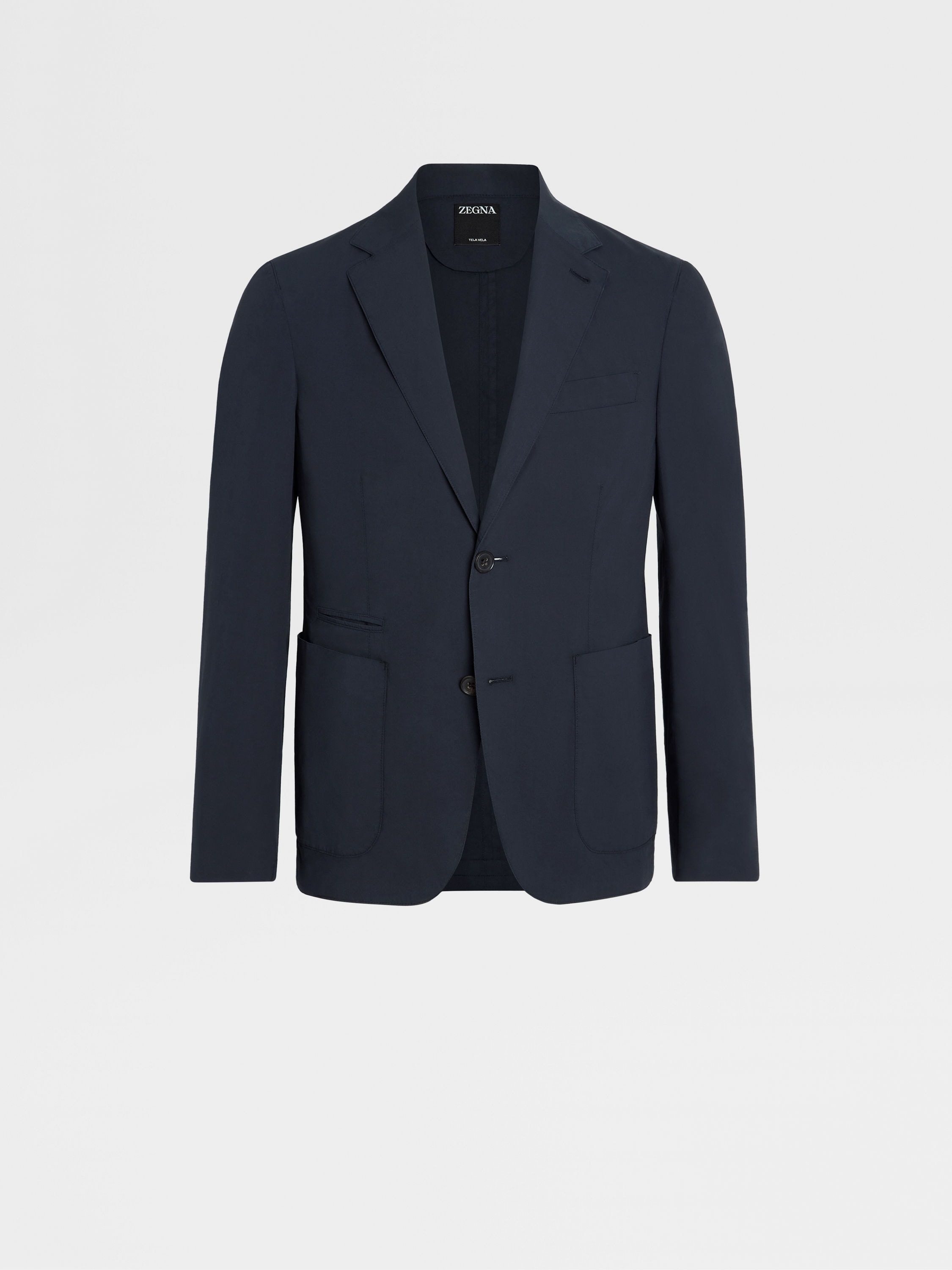 Navy Blue Stretch Cotton Blazer