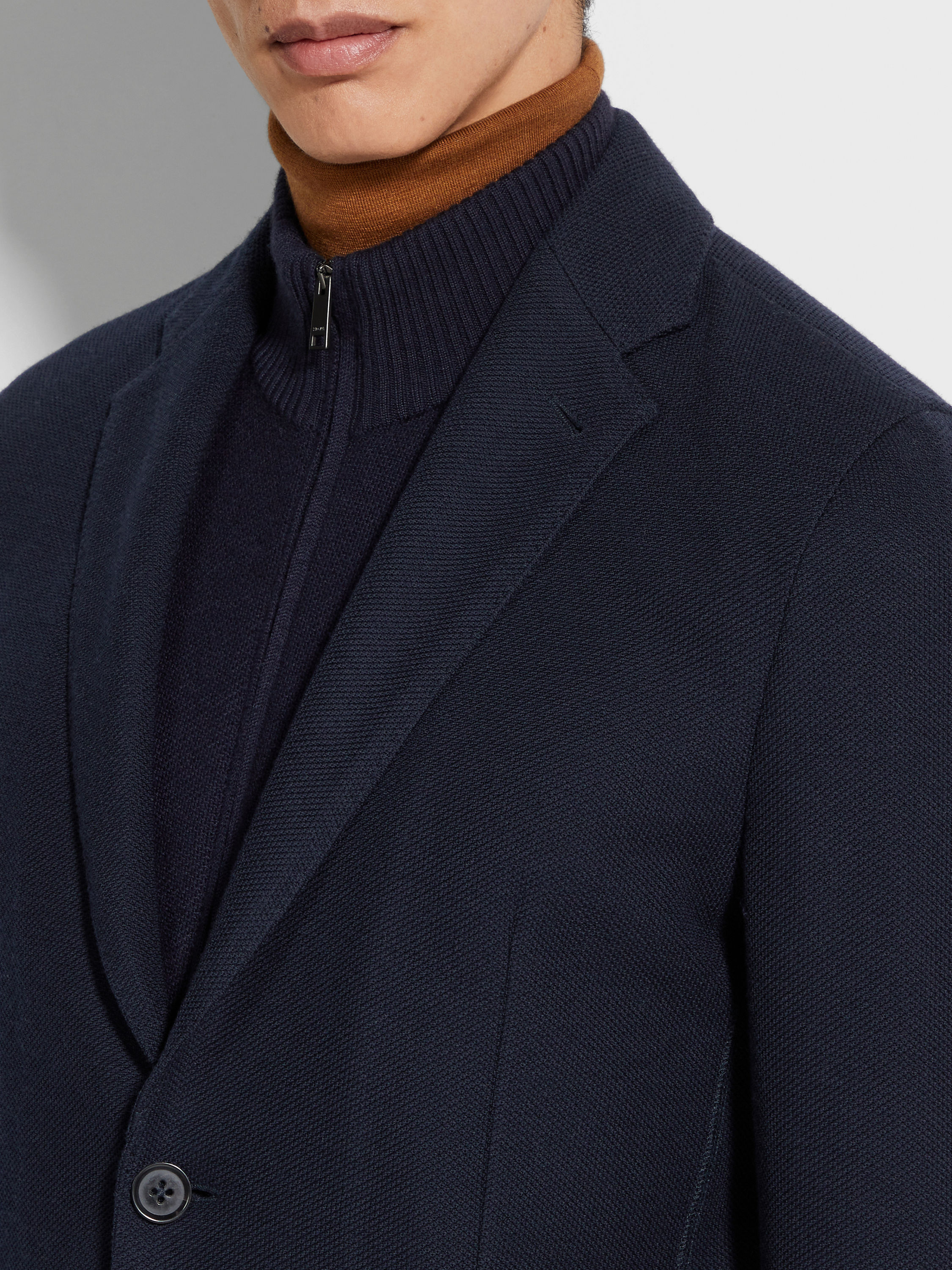 Navy Blue High Performance™ Jersey Jacket Product detail photo #2