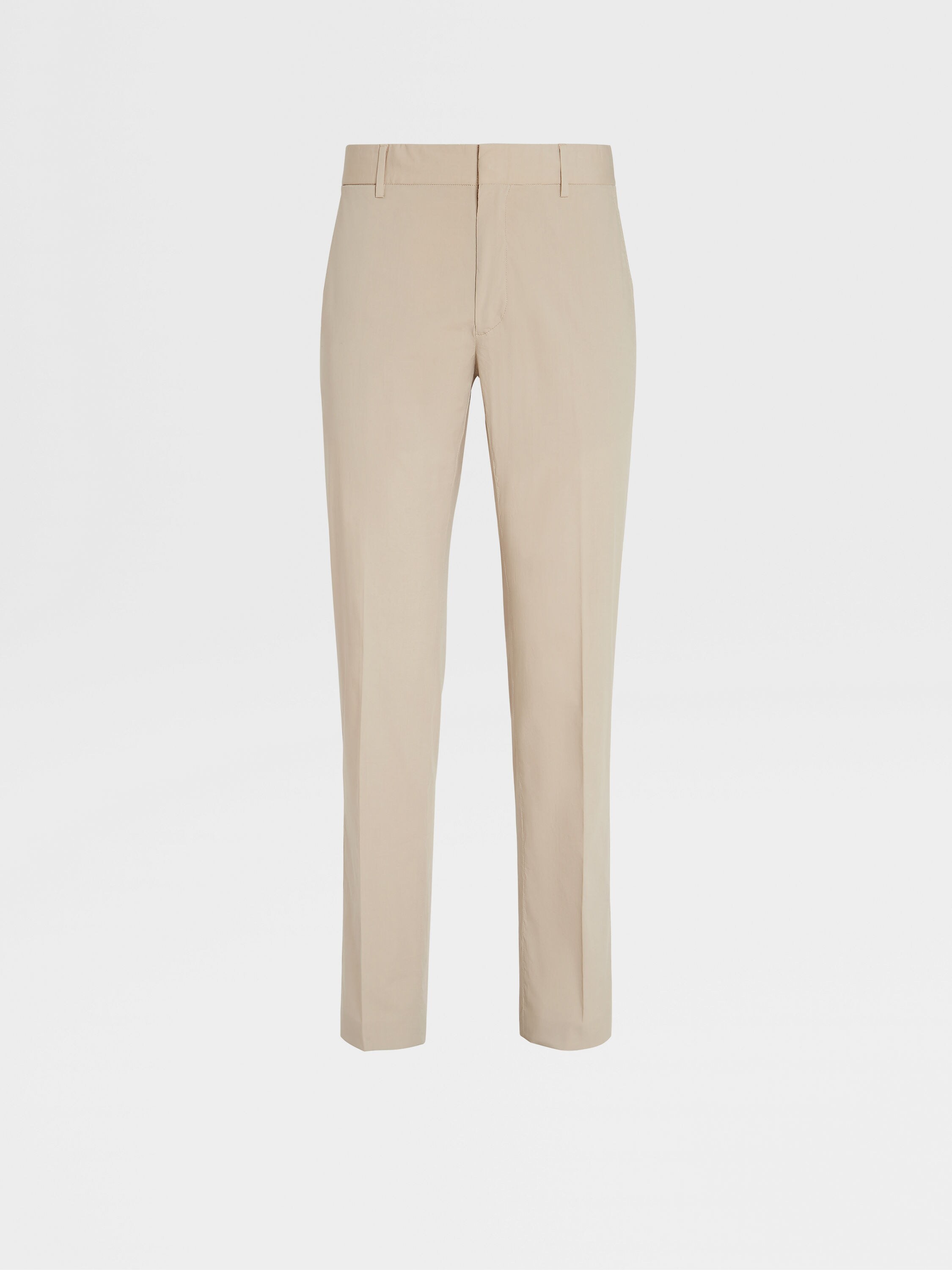 Beige Stretch Cotton Pants