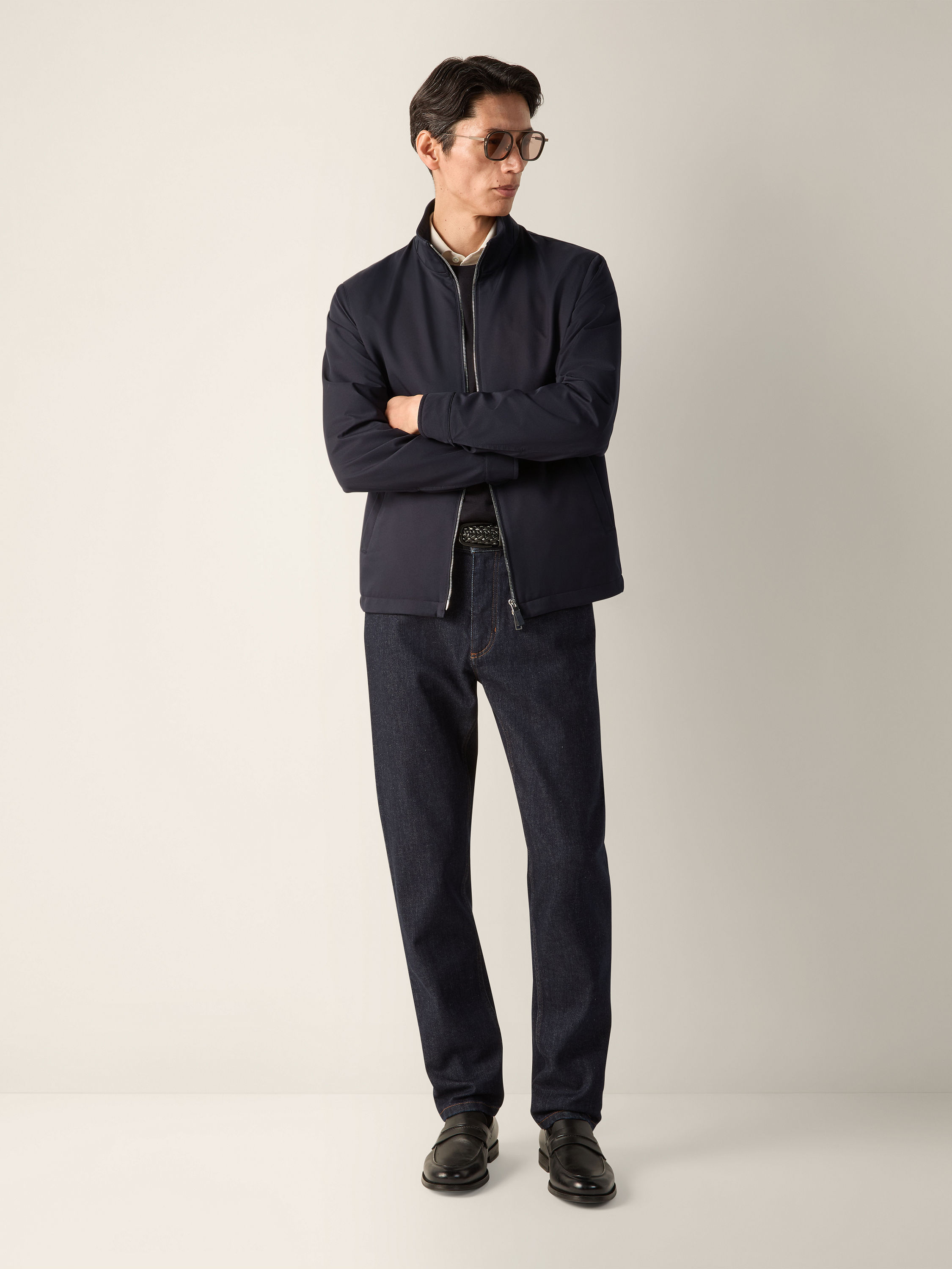 Navy Blue Microfiber Motorin 100cc Blouson Product detail photo #1