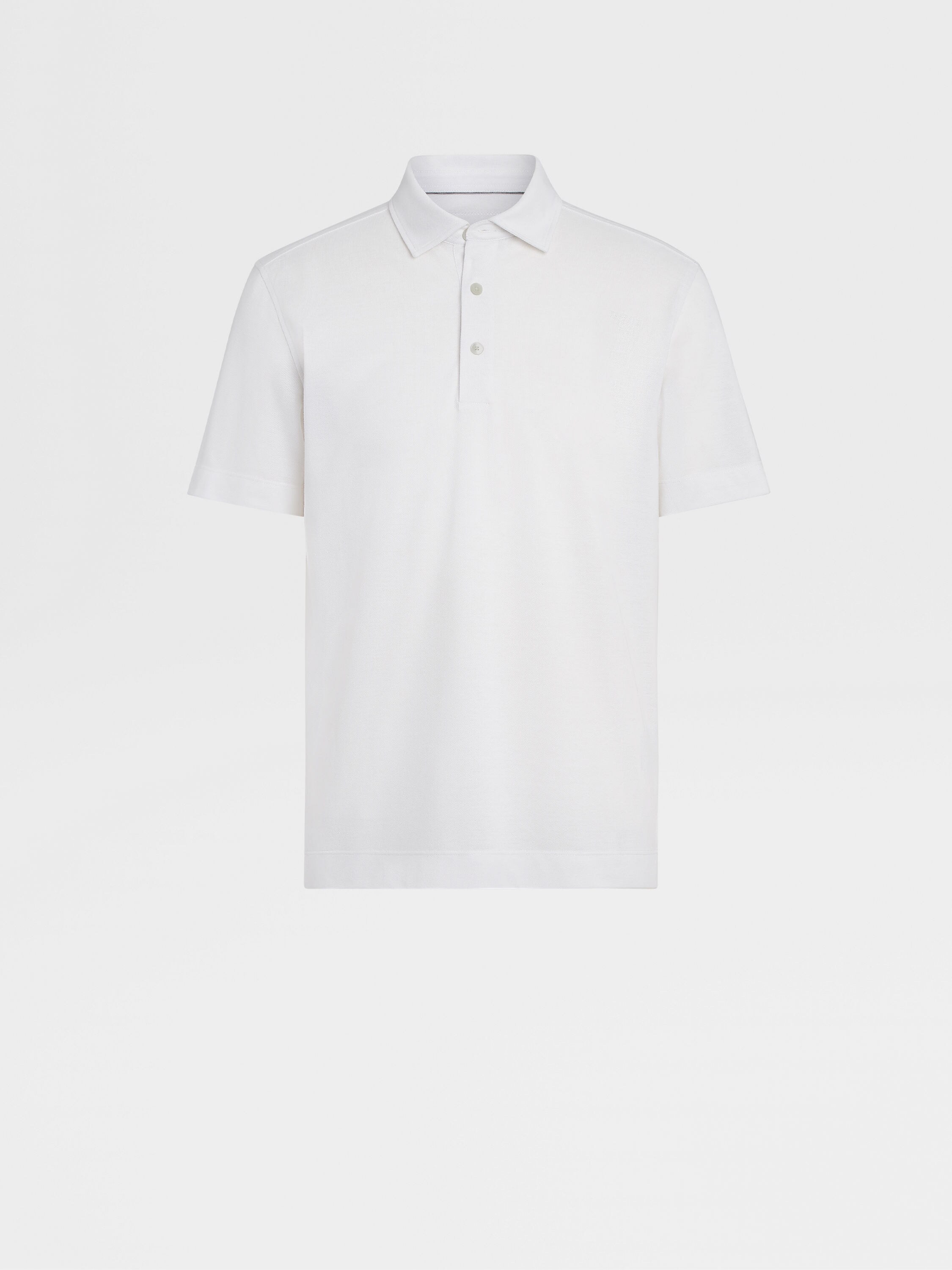 Optical White Cotton and Silk Polo Shirt Main product photo