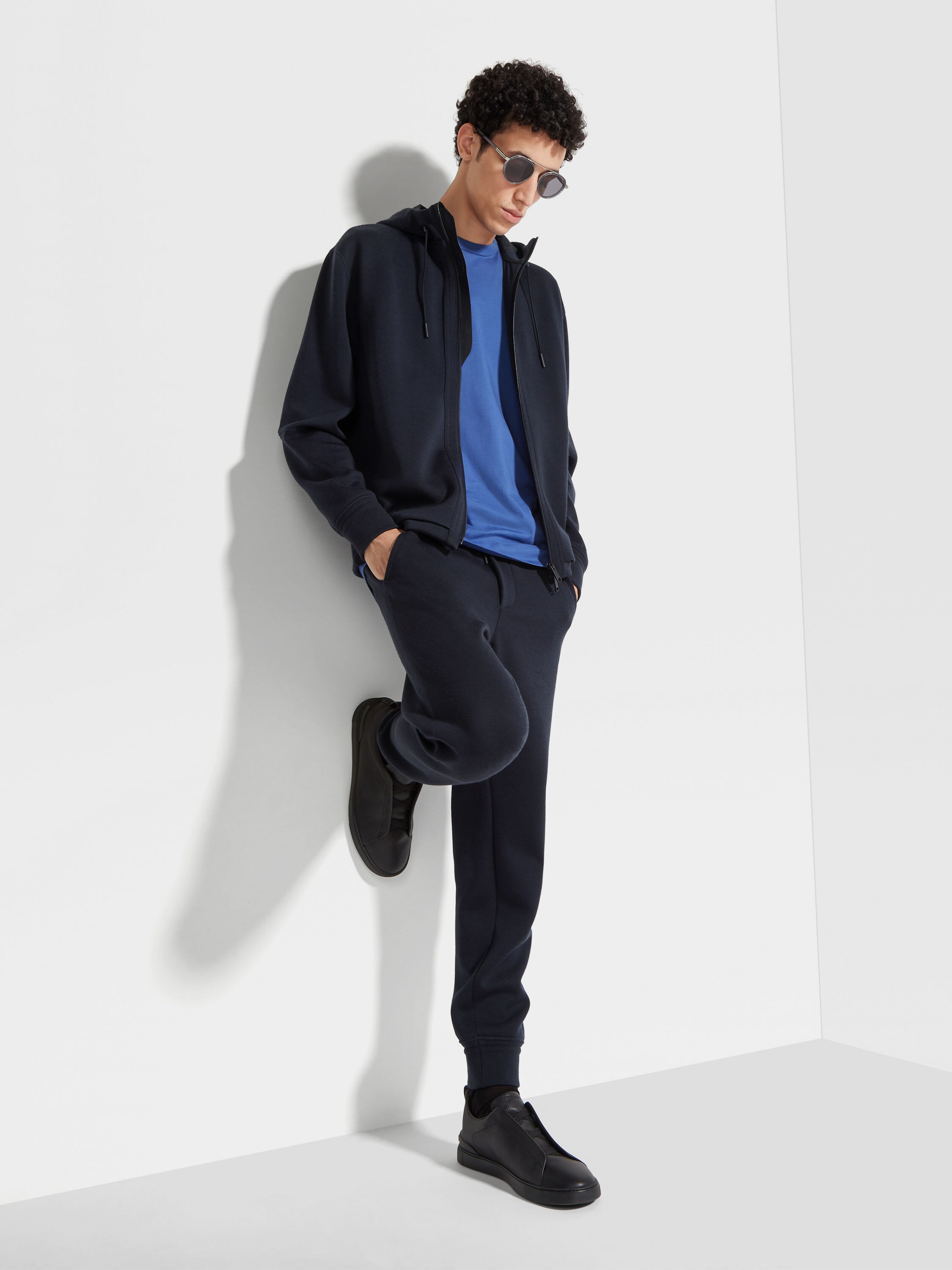 Navy Blue High Performance™ Wool Blend Full Zip Hoodie Product detail photo #2