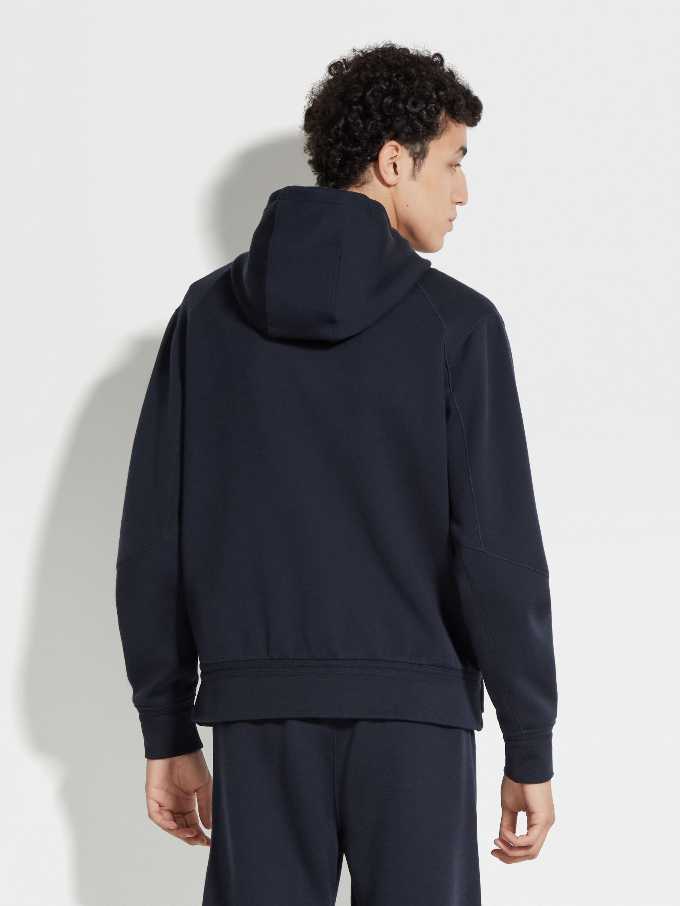Navy Blue High Performance™ Wool Blend Full Zip Hoodie Product detail photo #4