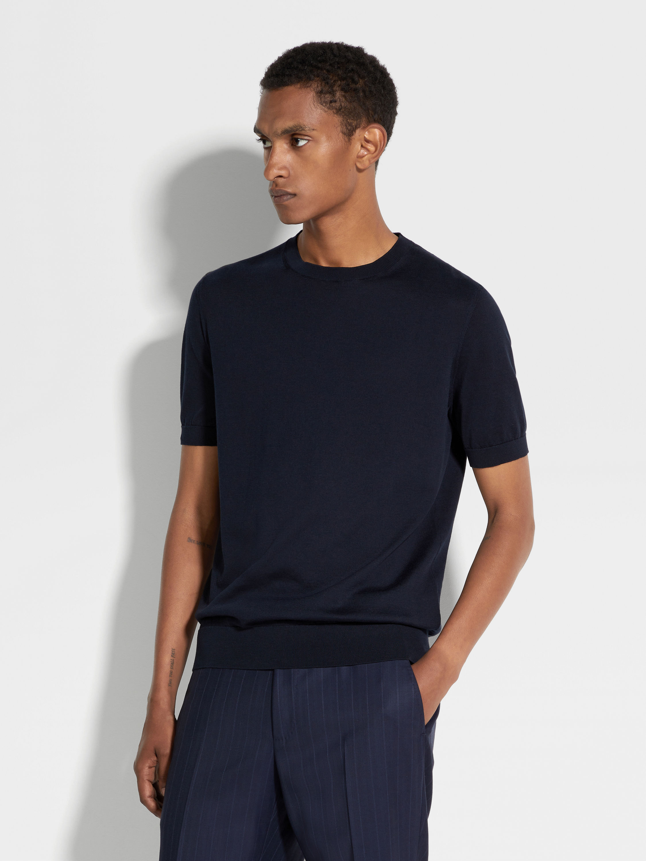 Navy Blue Premium Cotton T-shirt Product detail photo #3