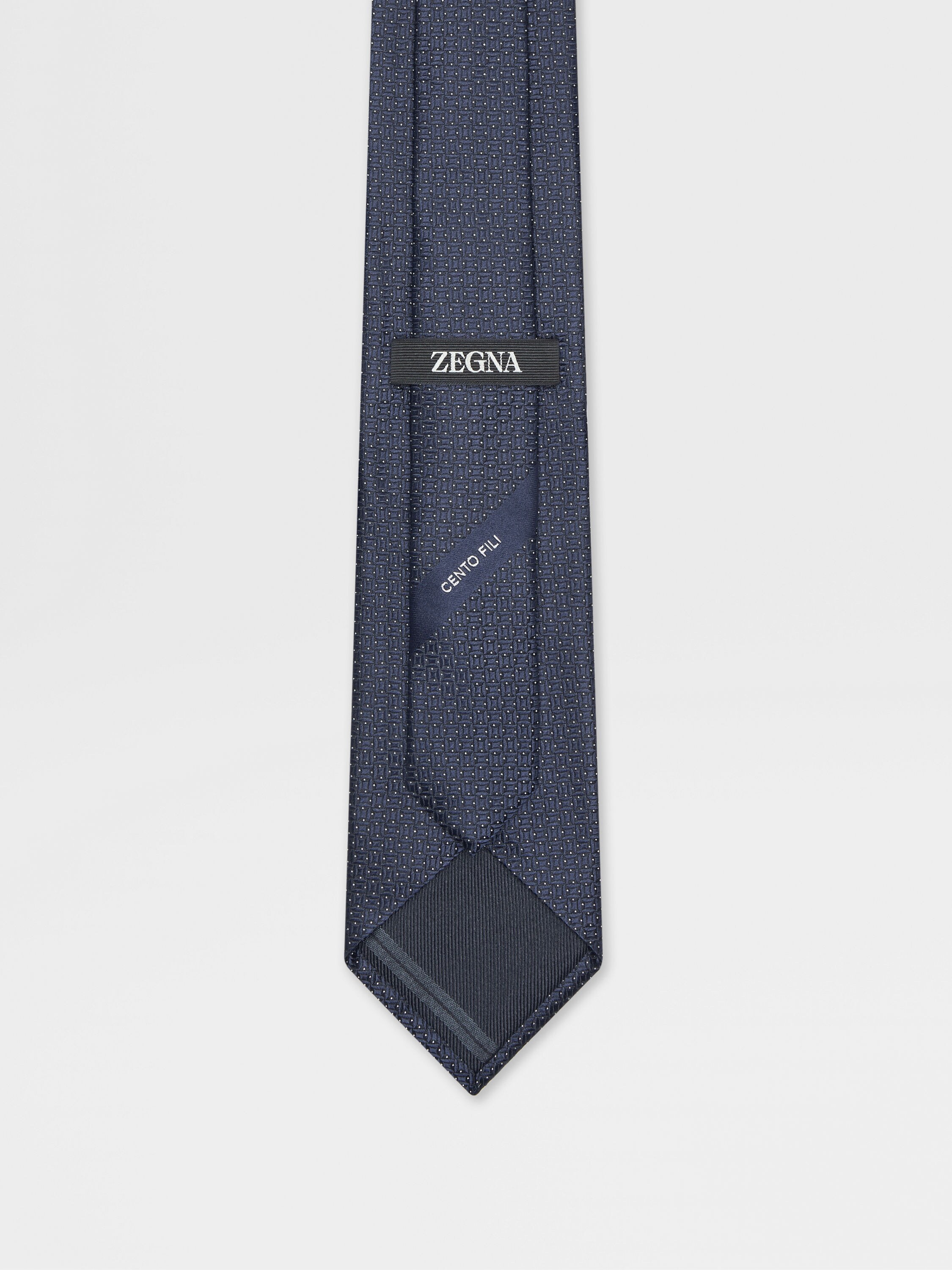 Dark Blue CENTO FILI Silk Tie Product detail photo #2