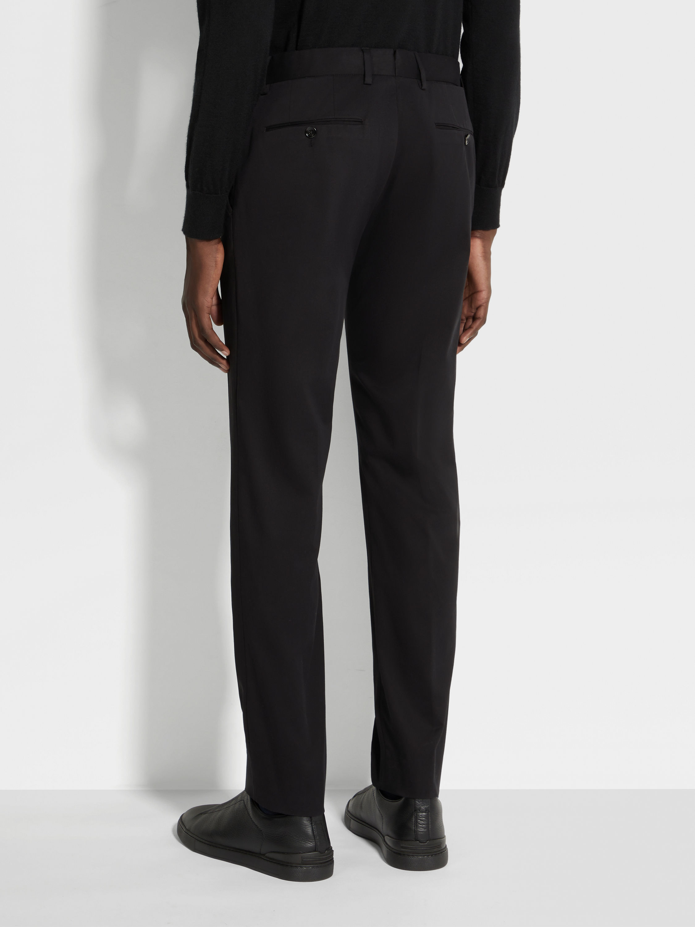 黑色弹力棉质长裤 产品细节图 #4