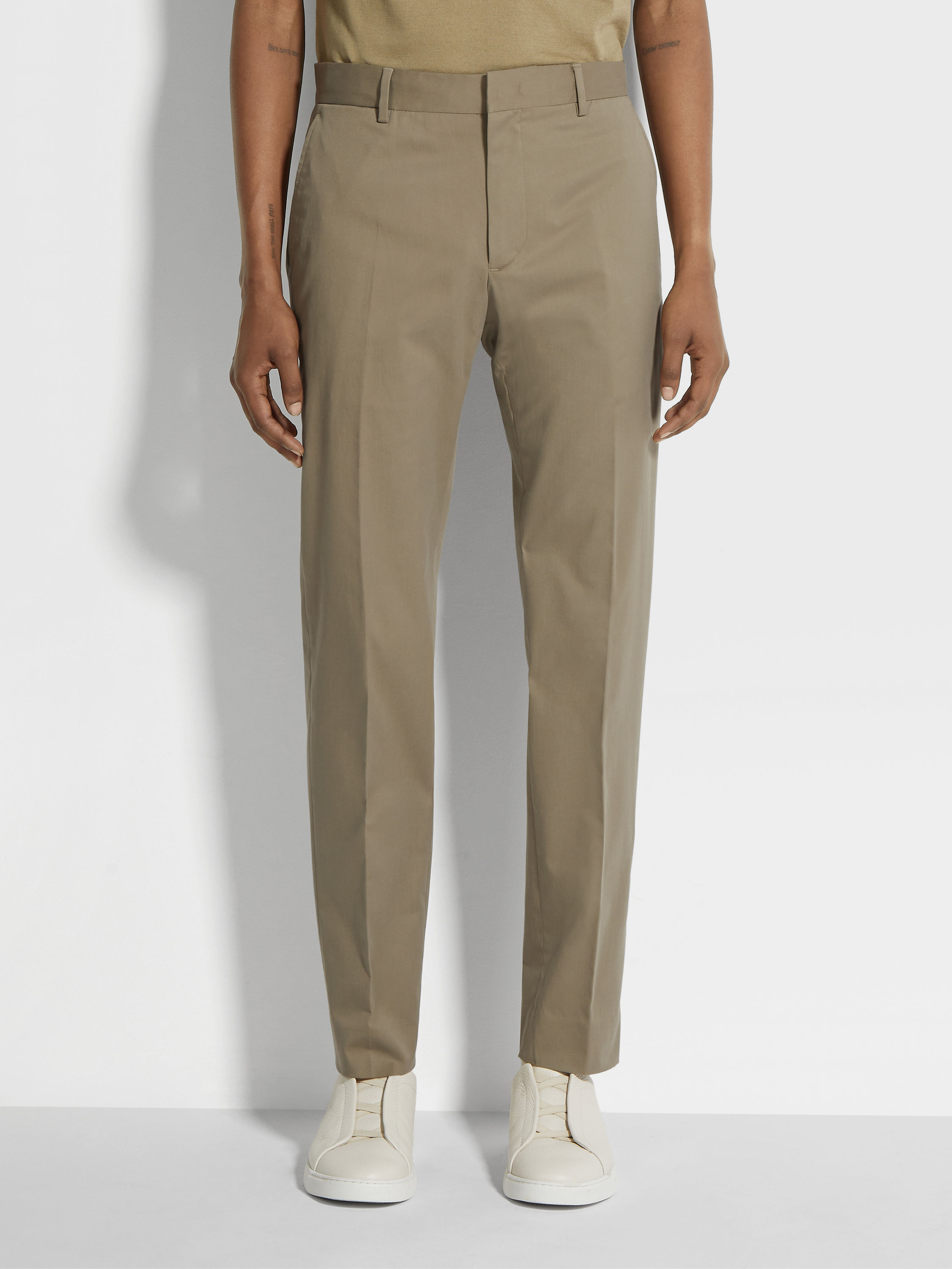 浅棕色弹力棉质长裤 产品细节图 #3