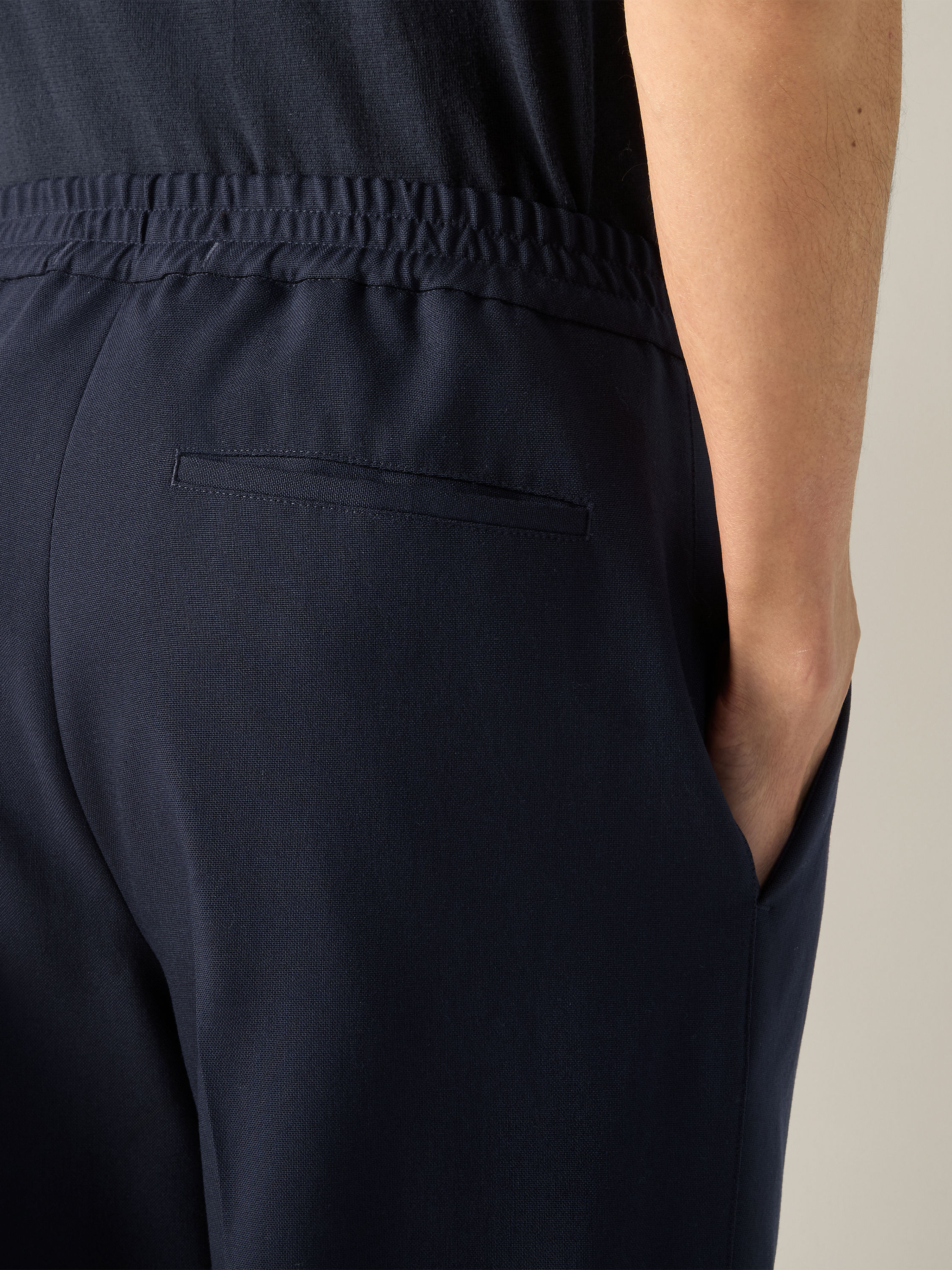 Navy Blue Wool Pants Product detail photo #1