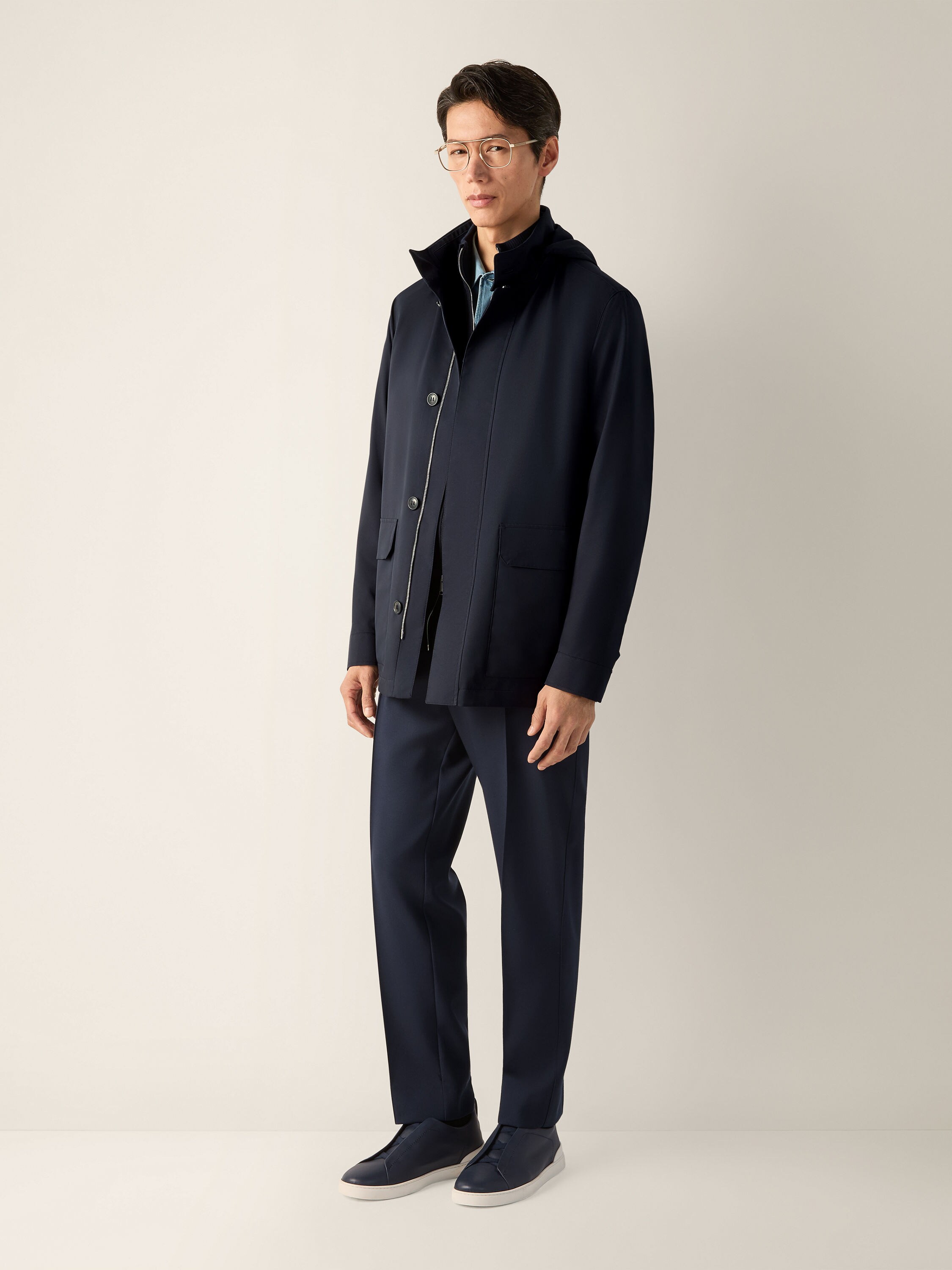 Navy Blue Wool Pants Product detail photo #2