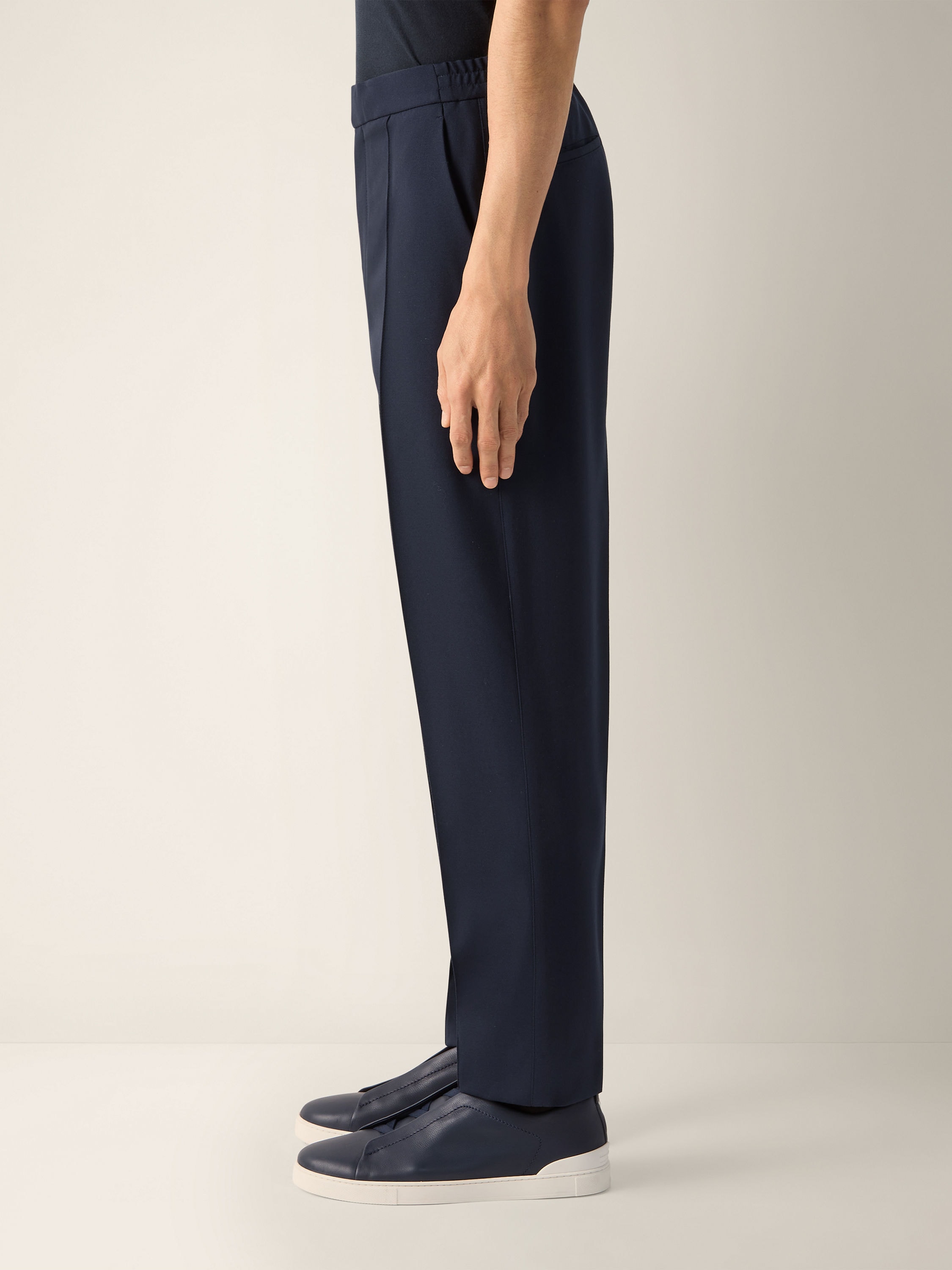 Navy Blue Wool Pants Product detail photo #3