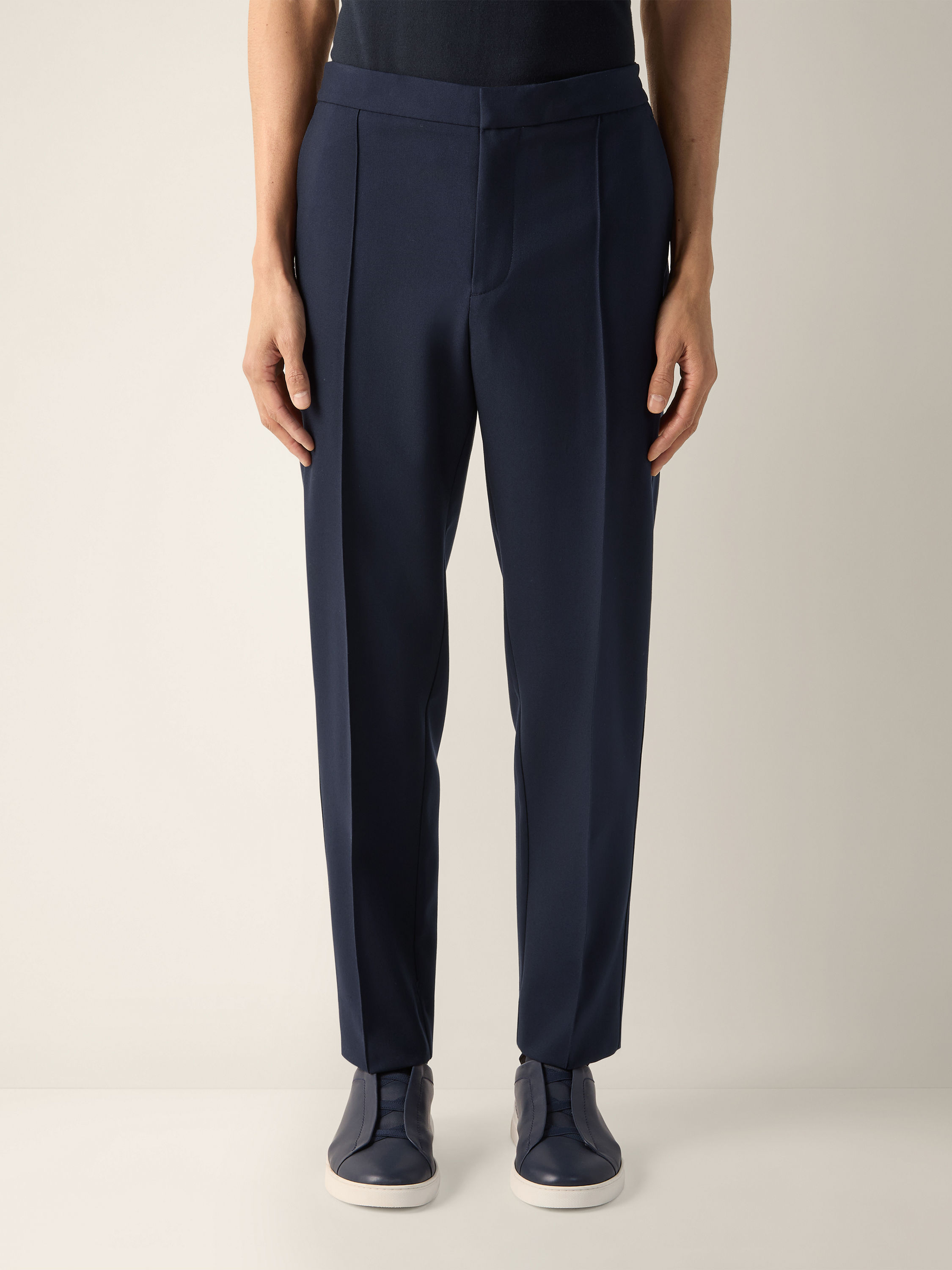 Navy Blue Wool Pants Product detail photo #4