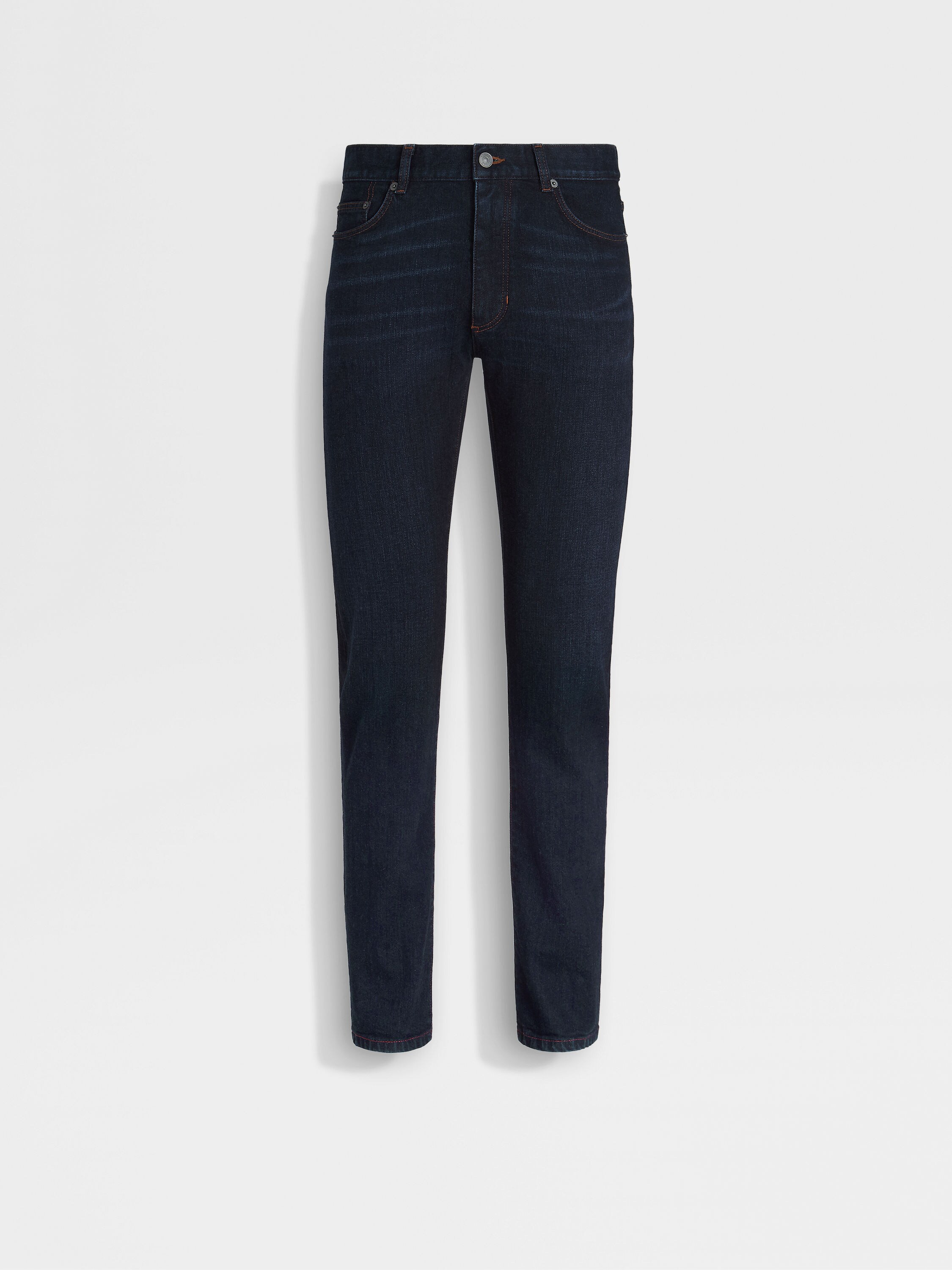 Dark Blue Rinse-washed Stretch Cotton Roccia Jeans