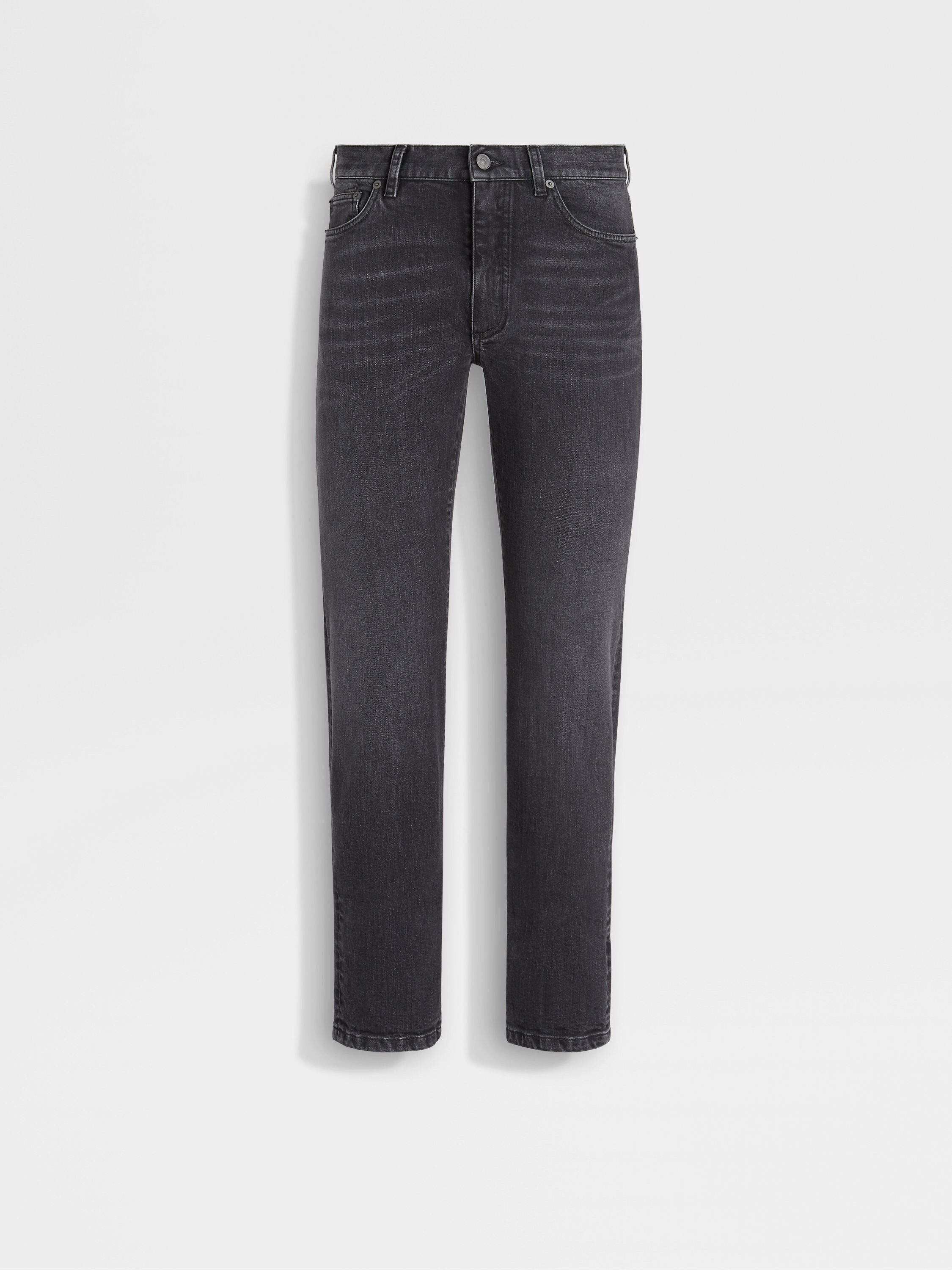 Dark Grey Stone-washed Stretch Cotton Roccia Jeans