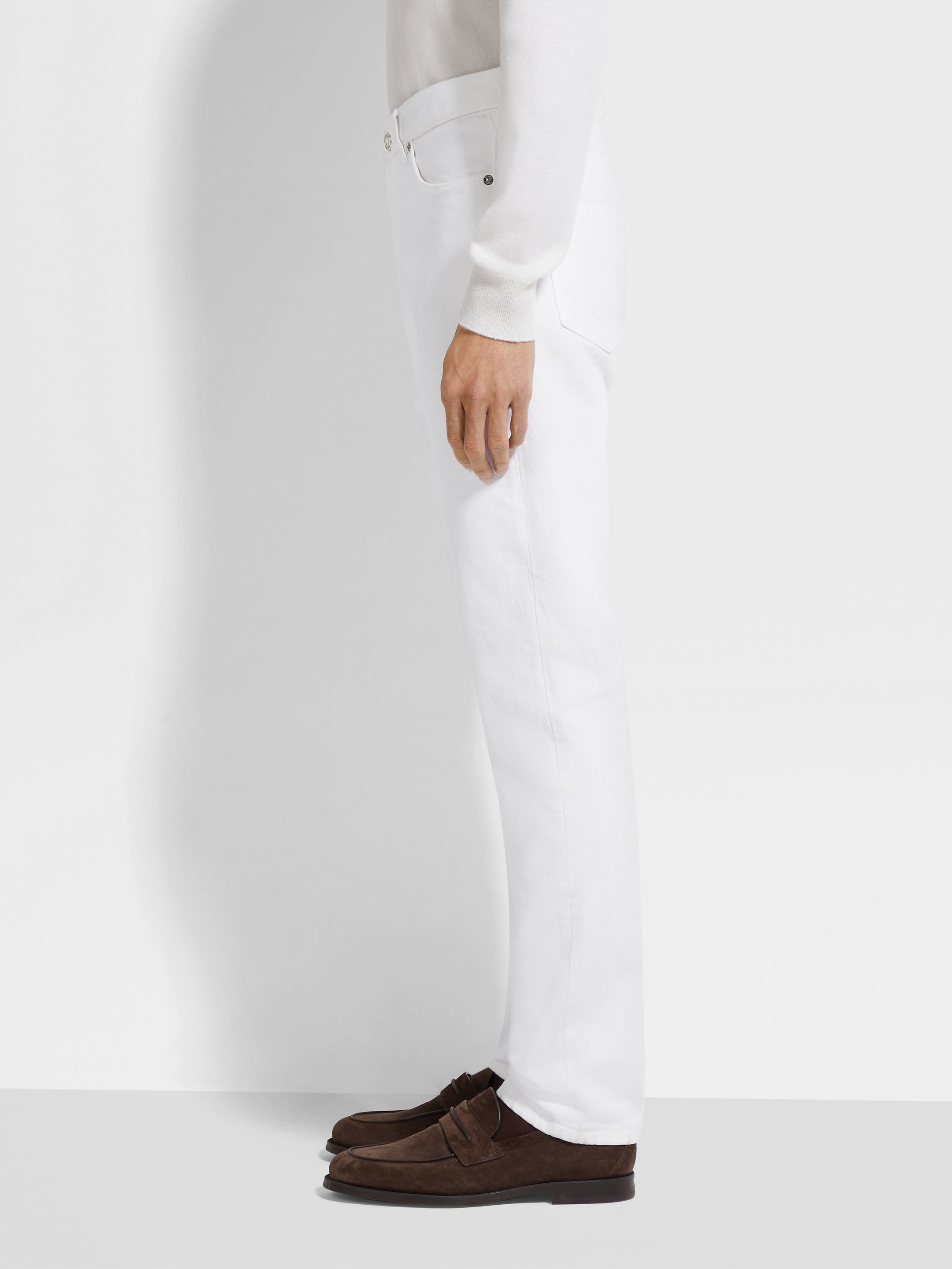 White Rinse-washed Stretch Cotton Roccia Jeans Product detail photo #3