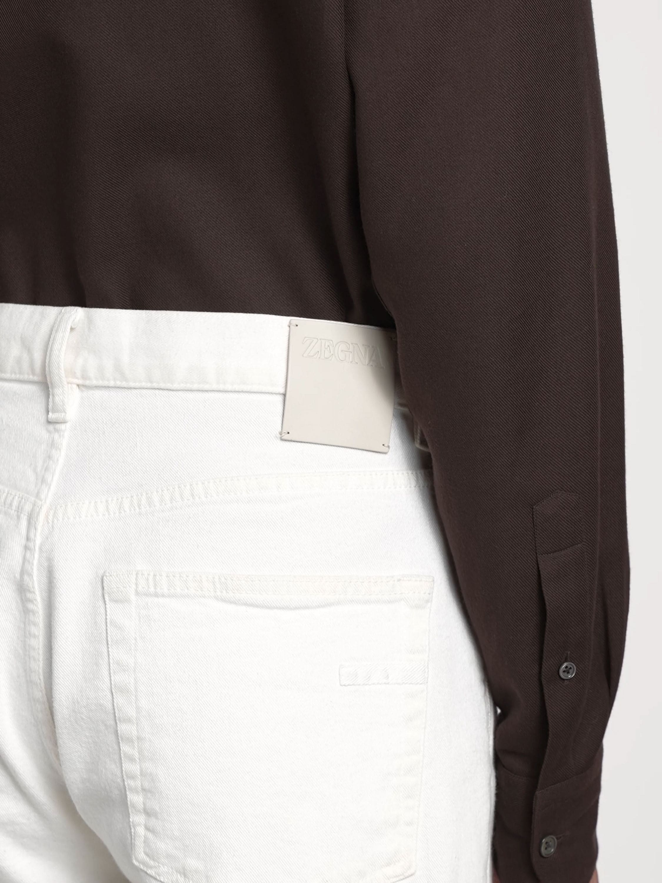 White Rinse-washed Stretch Cotton Roccia Jeans