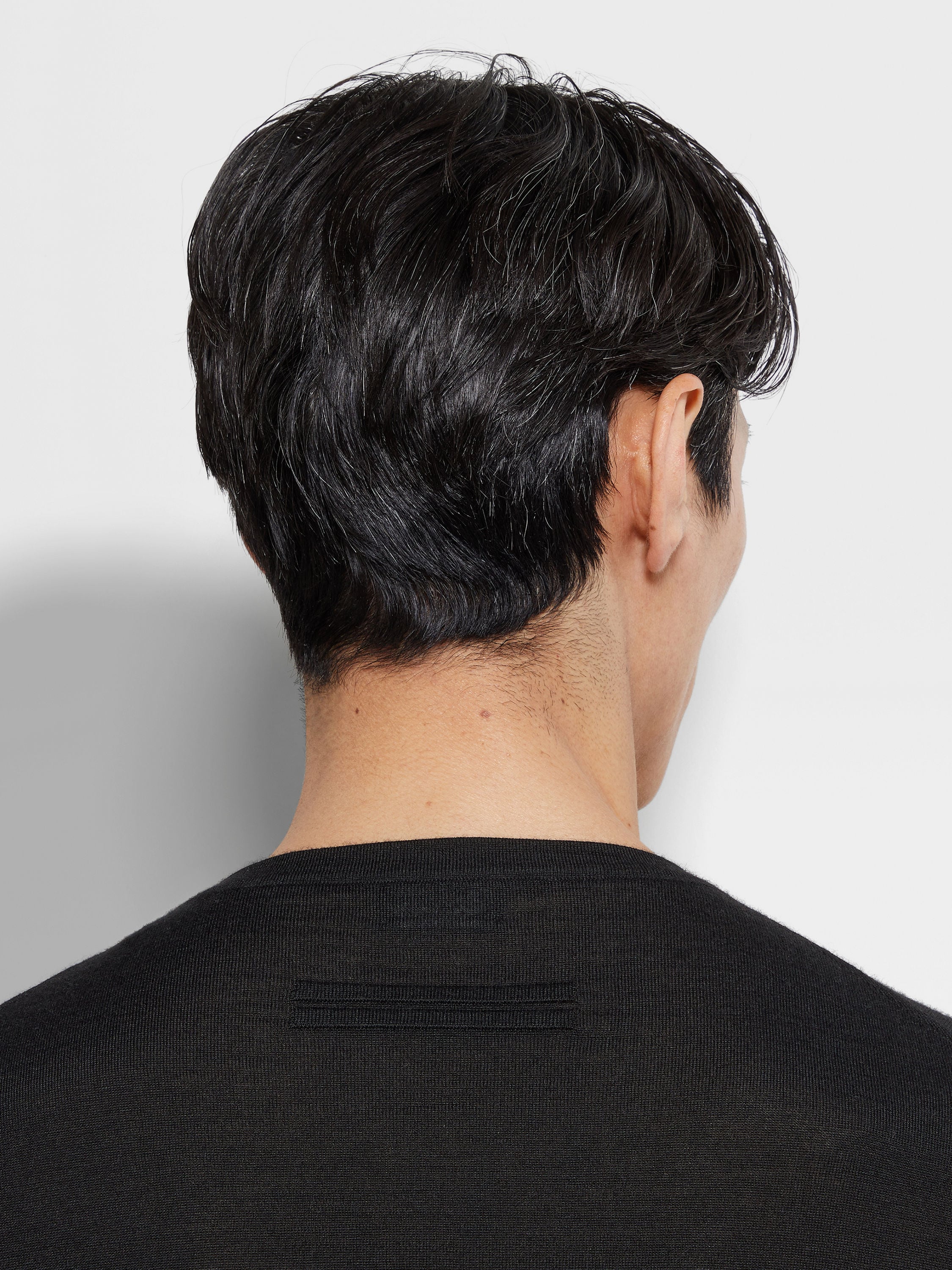 黑色 Cashseta 针织圆领毛衣 产品细节图 #1