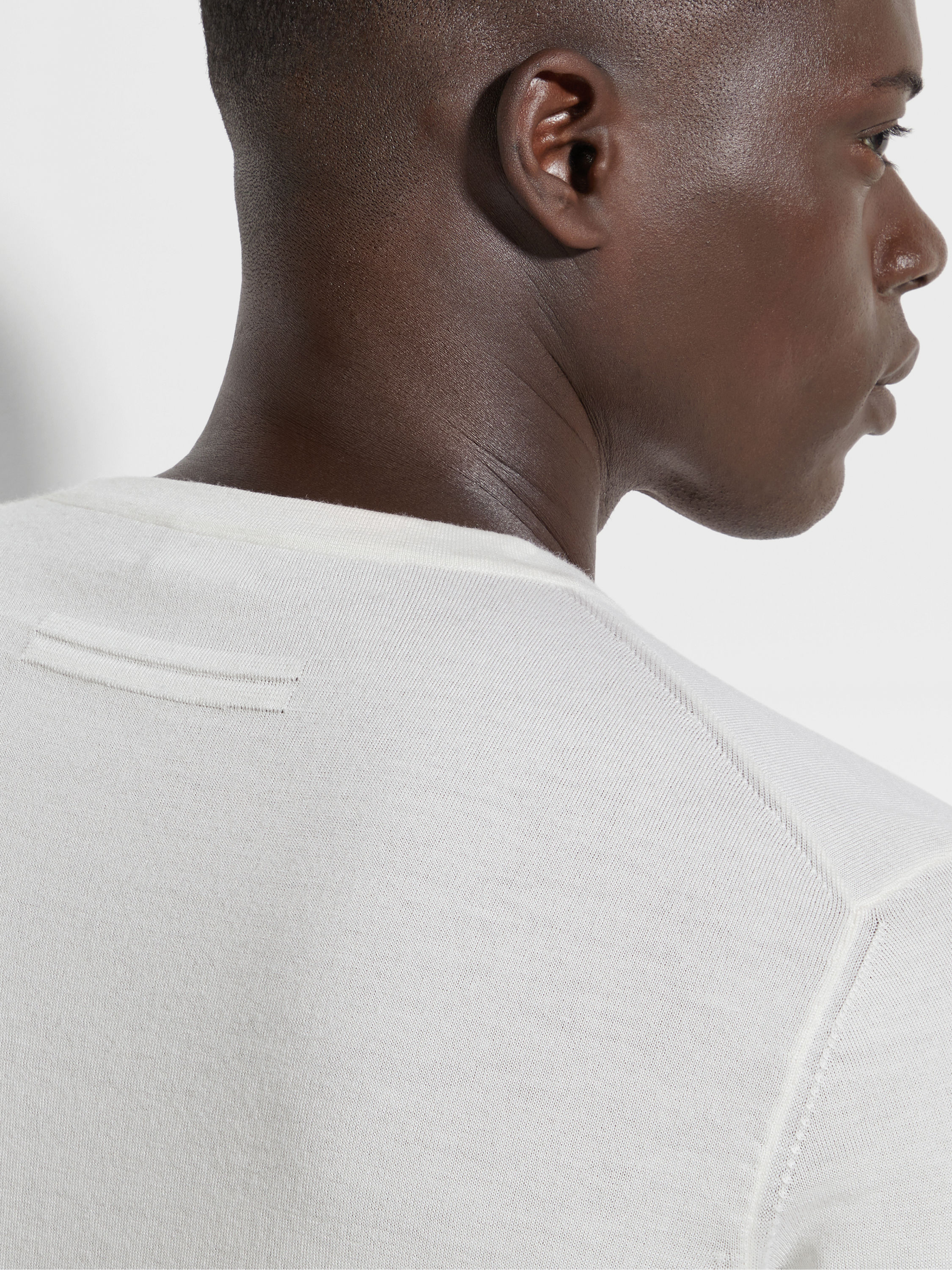 White Mélange Cashseta Crewneck Product detail photo #1