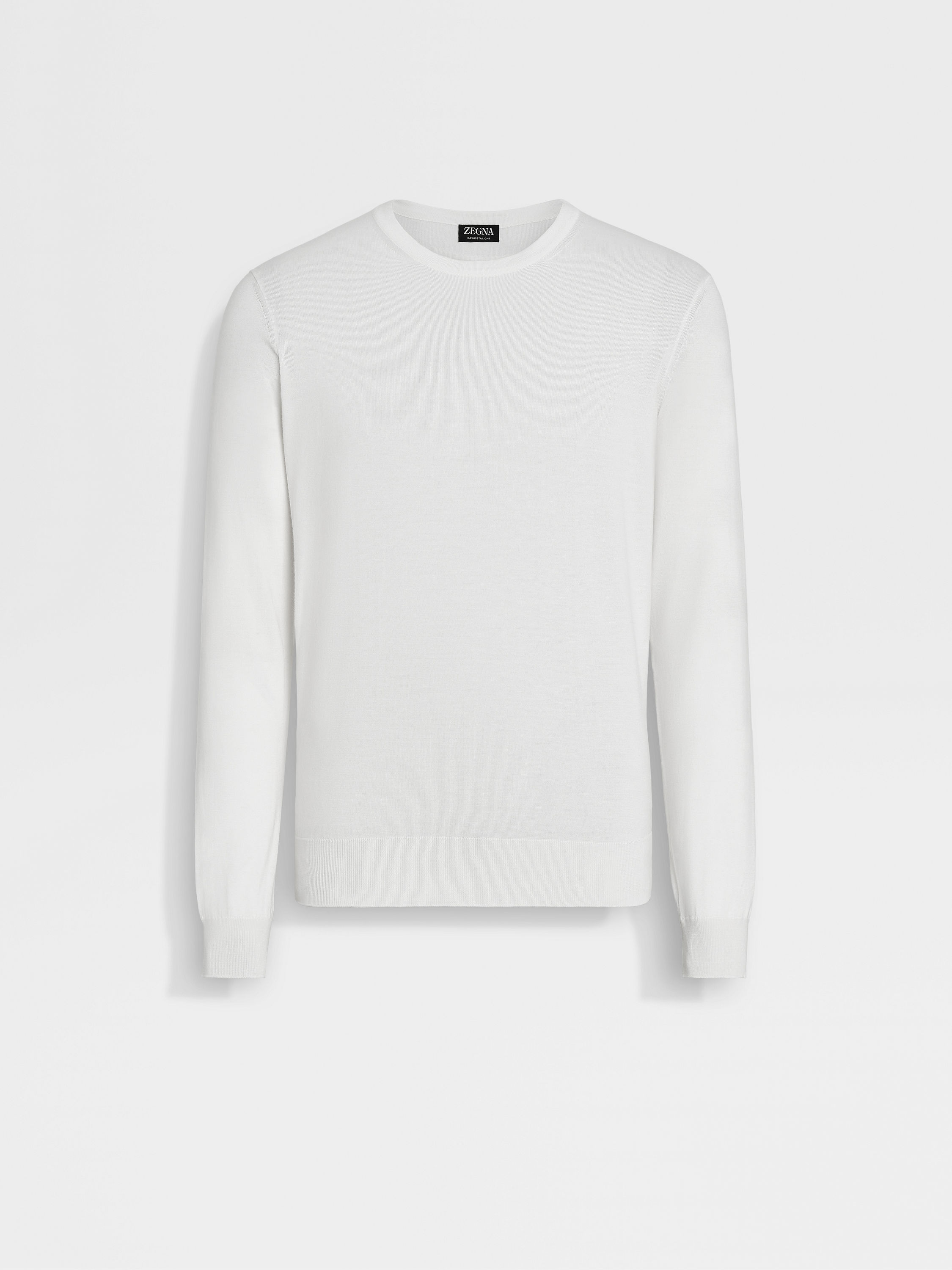 White Mélange Cashseta Crewneck