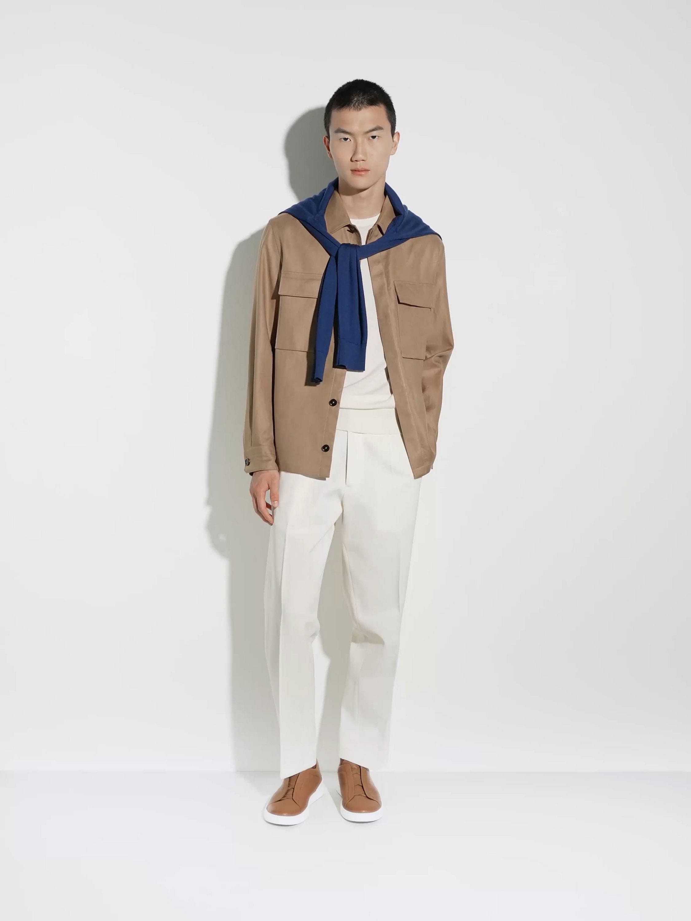 White Mélange Cashseta Crewneck