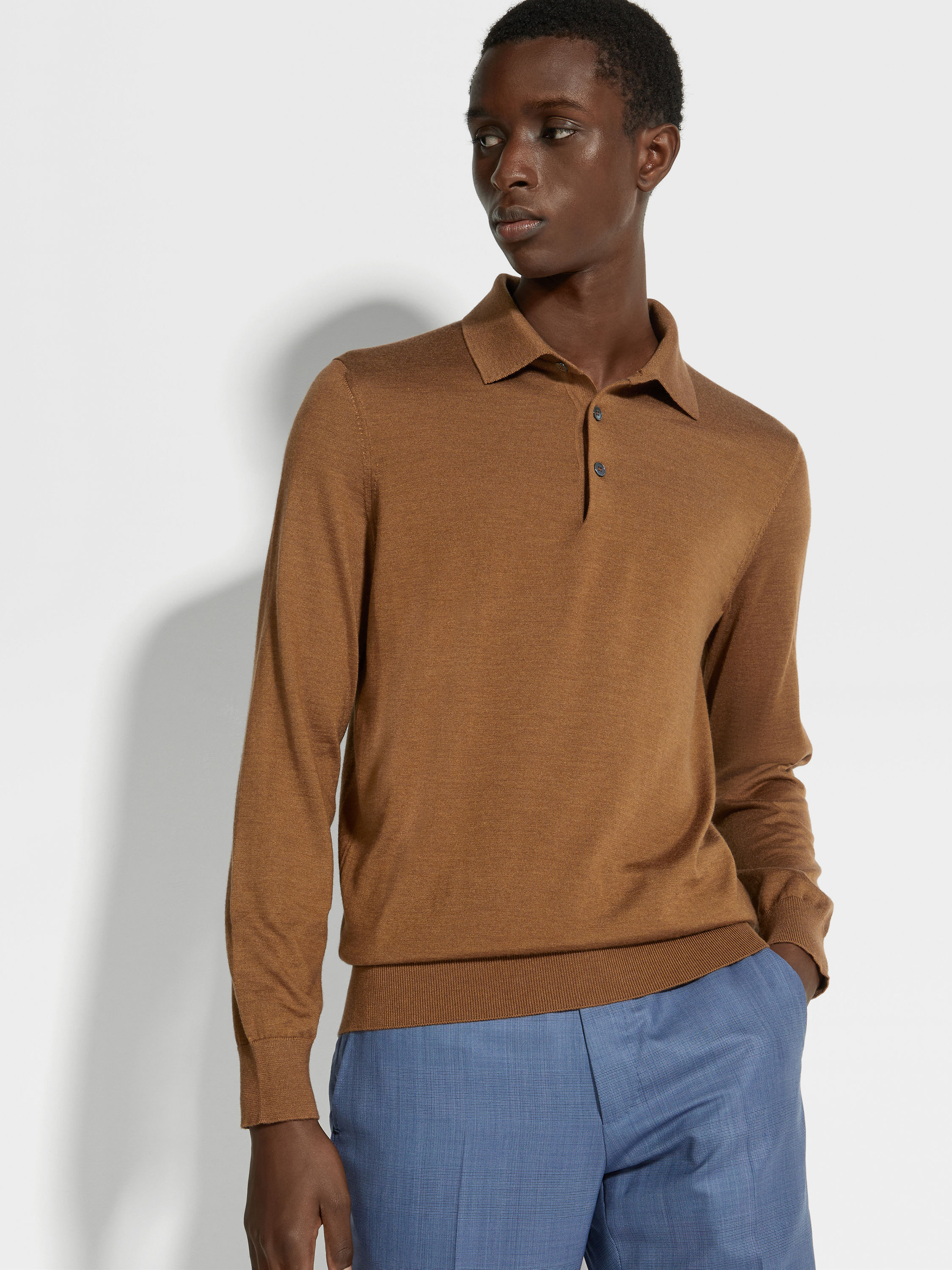 混深 Foliage 色 Cashseta Polo 衫 产品细节图 #2