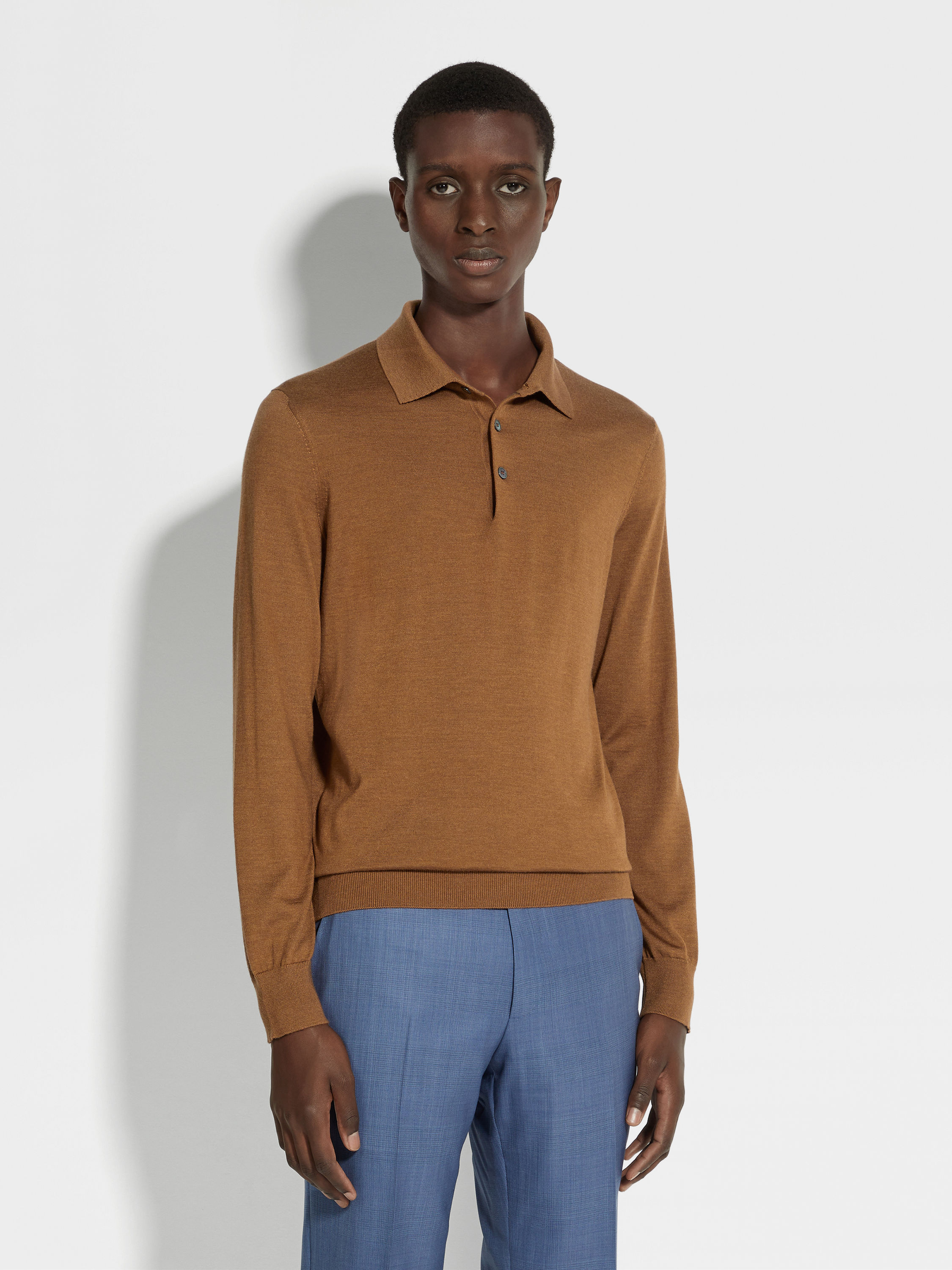 混深 Foliage 色 Cashseta Polo 衫 产品细节图 #3