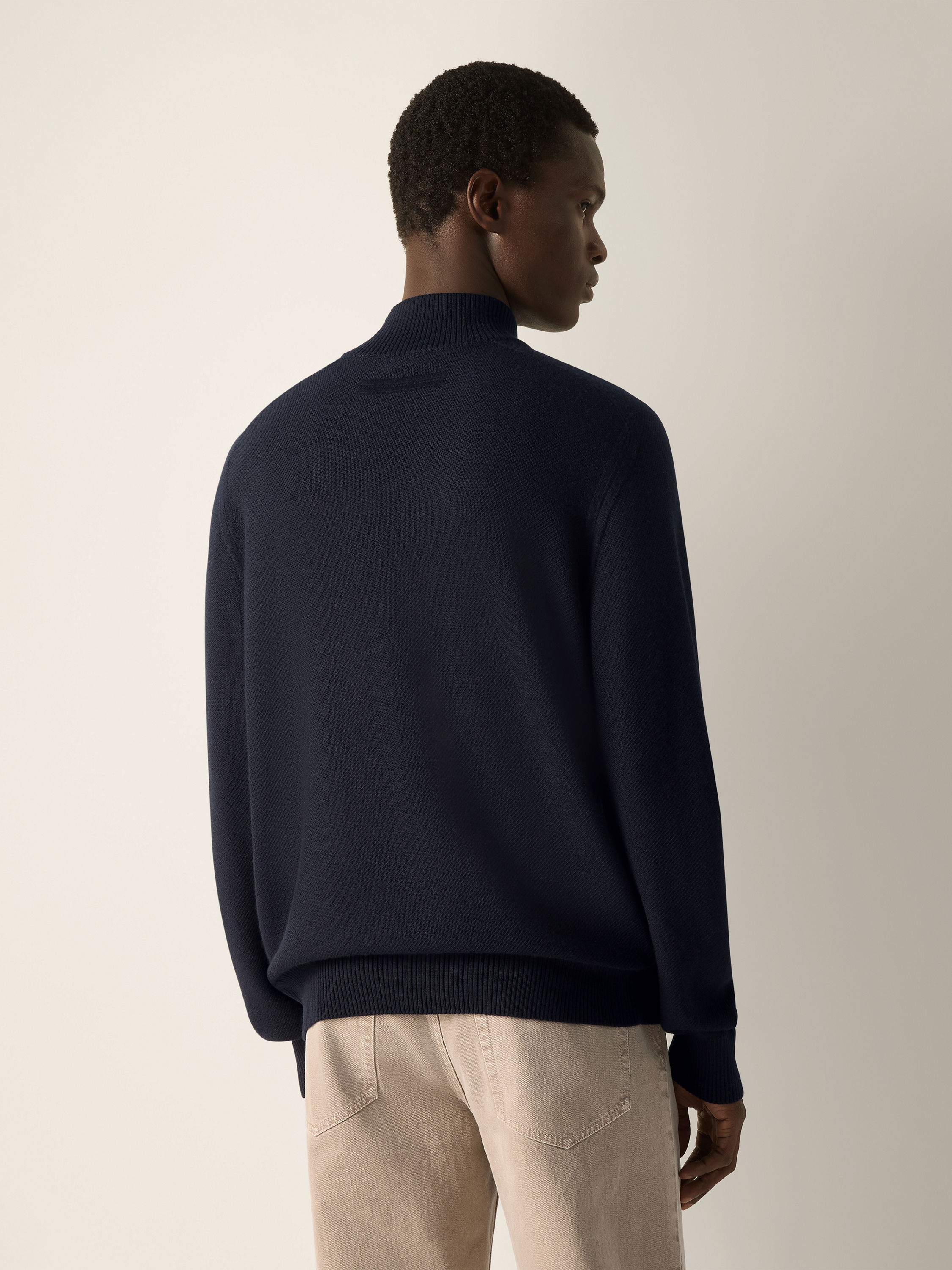 Navy Blue Cashseta Full Zip Cardigan Product detail photo #5