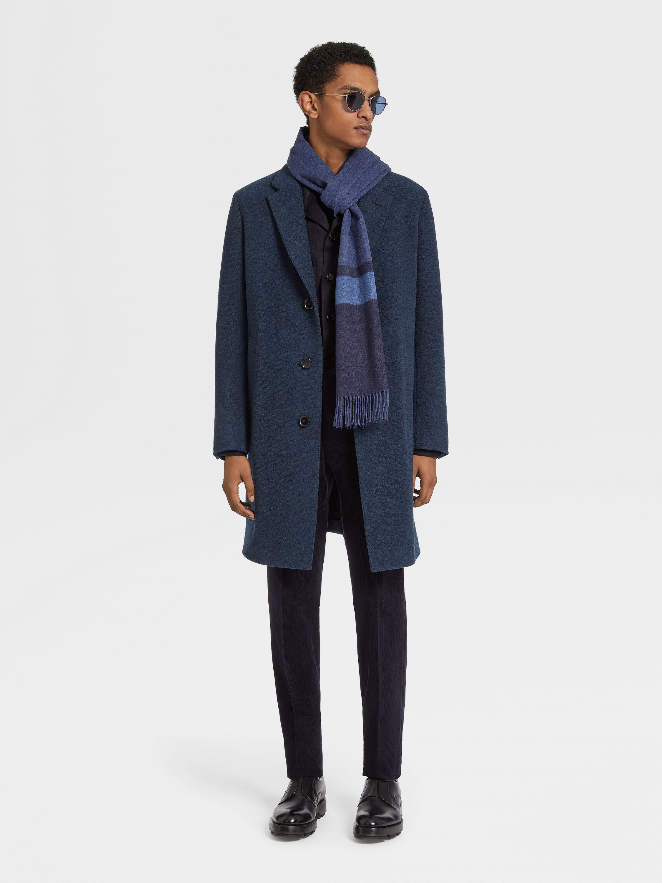 Navy Blue Mélange Oasi Cashmere Crewneck Product detail photo #4