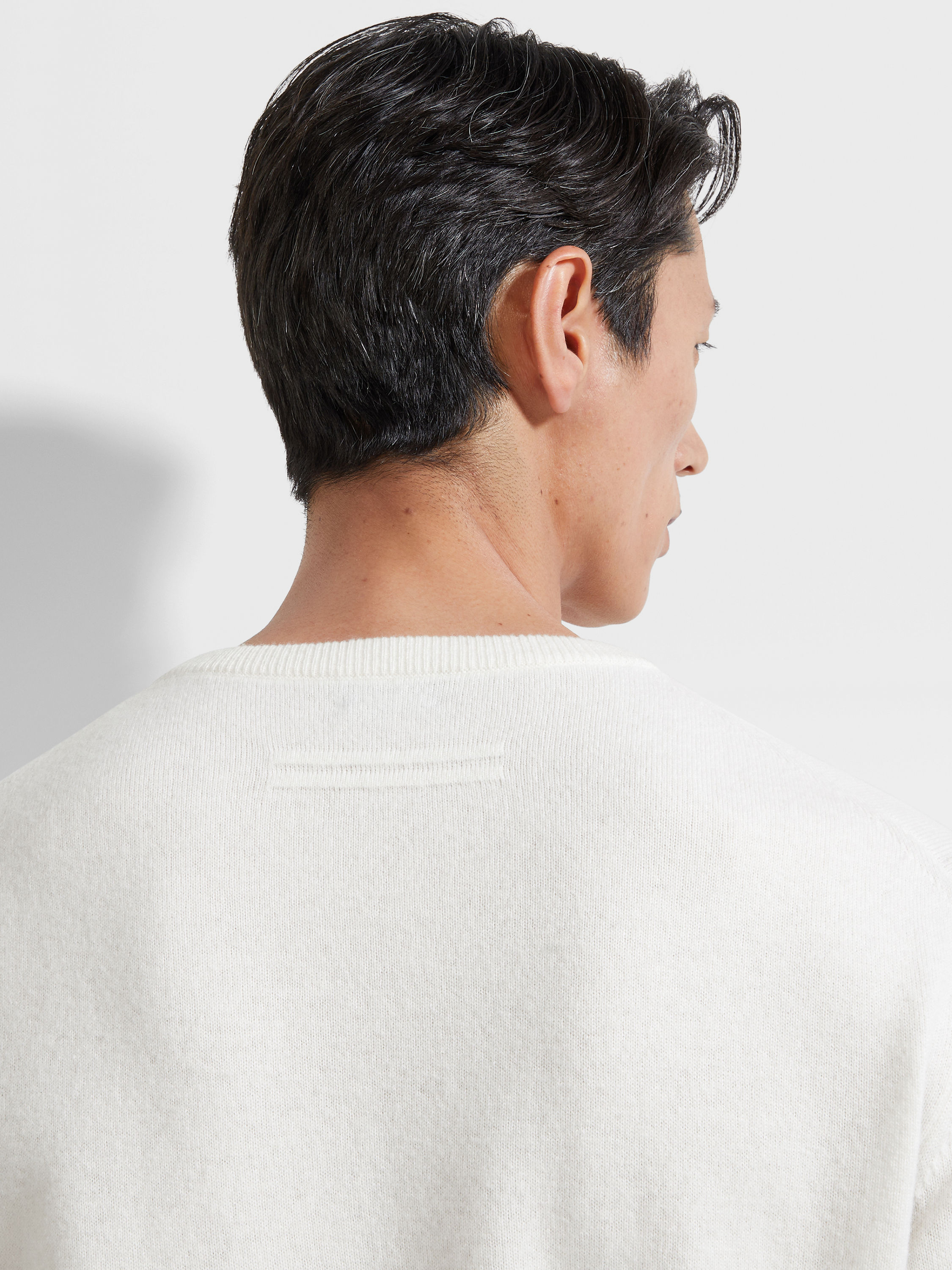 White Mélange Oasi Cashmere Crewneck Product detail photo #1